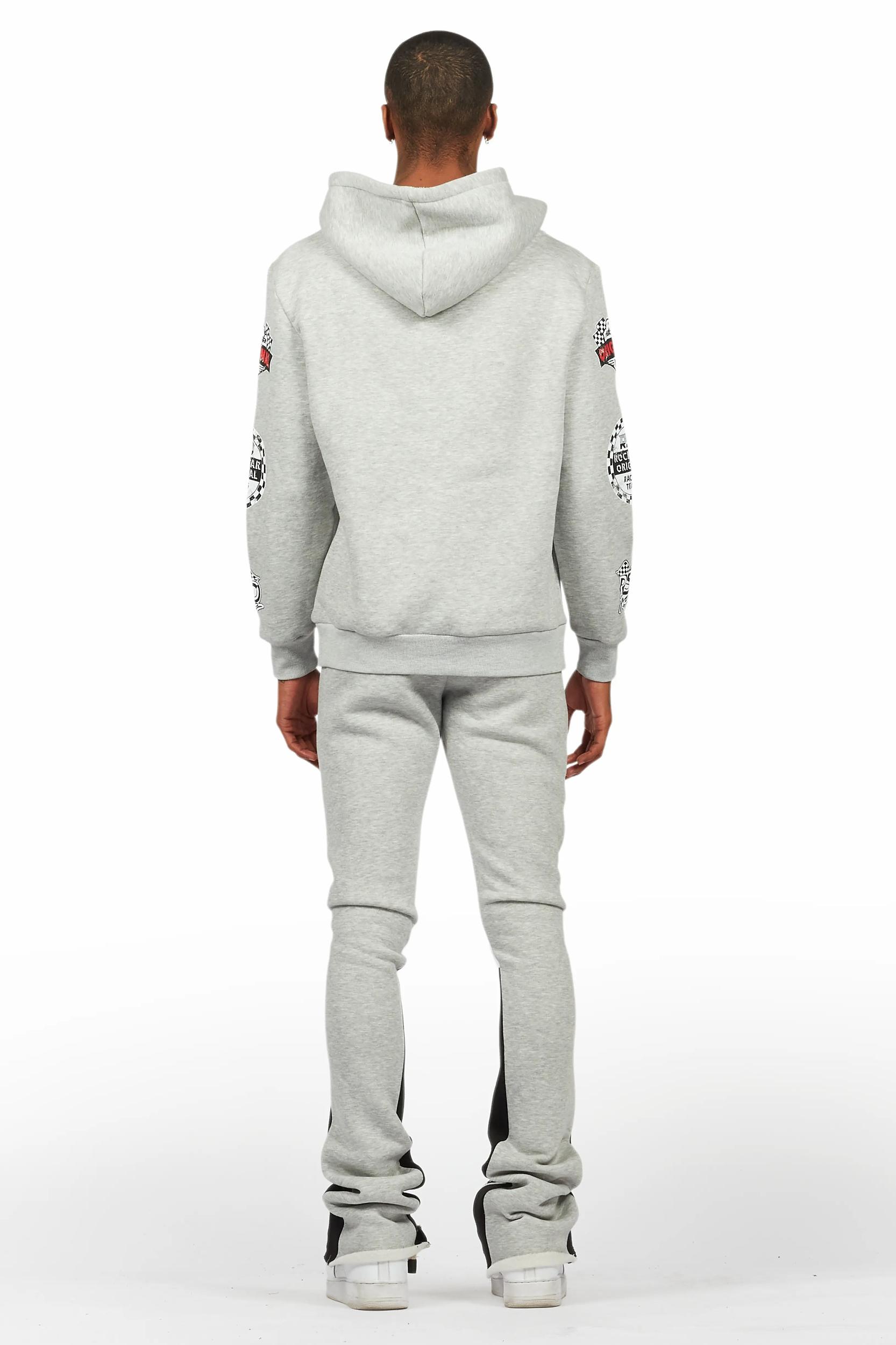 Racing Grung Heather Grey Hoodie/Stacked Flare Track Pant Set Male Product Image