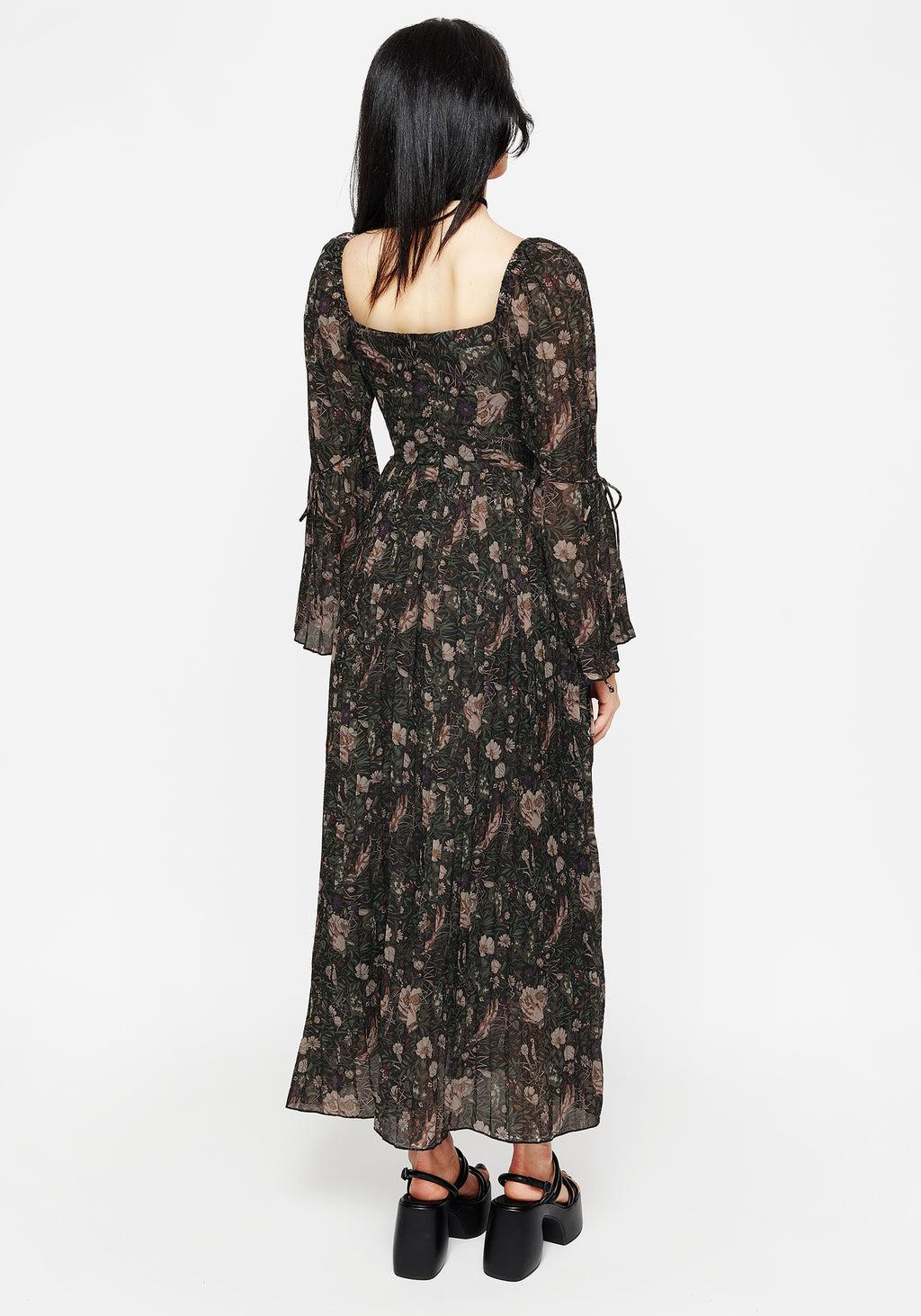 Ophelia Pleated Chiffon Maxi Dress Product Image
