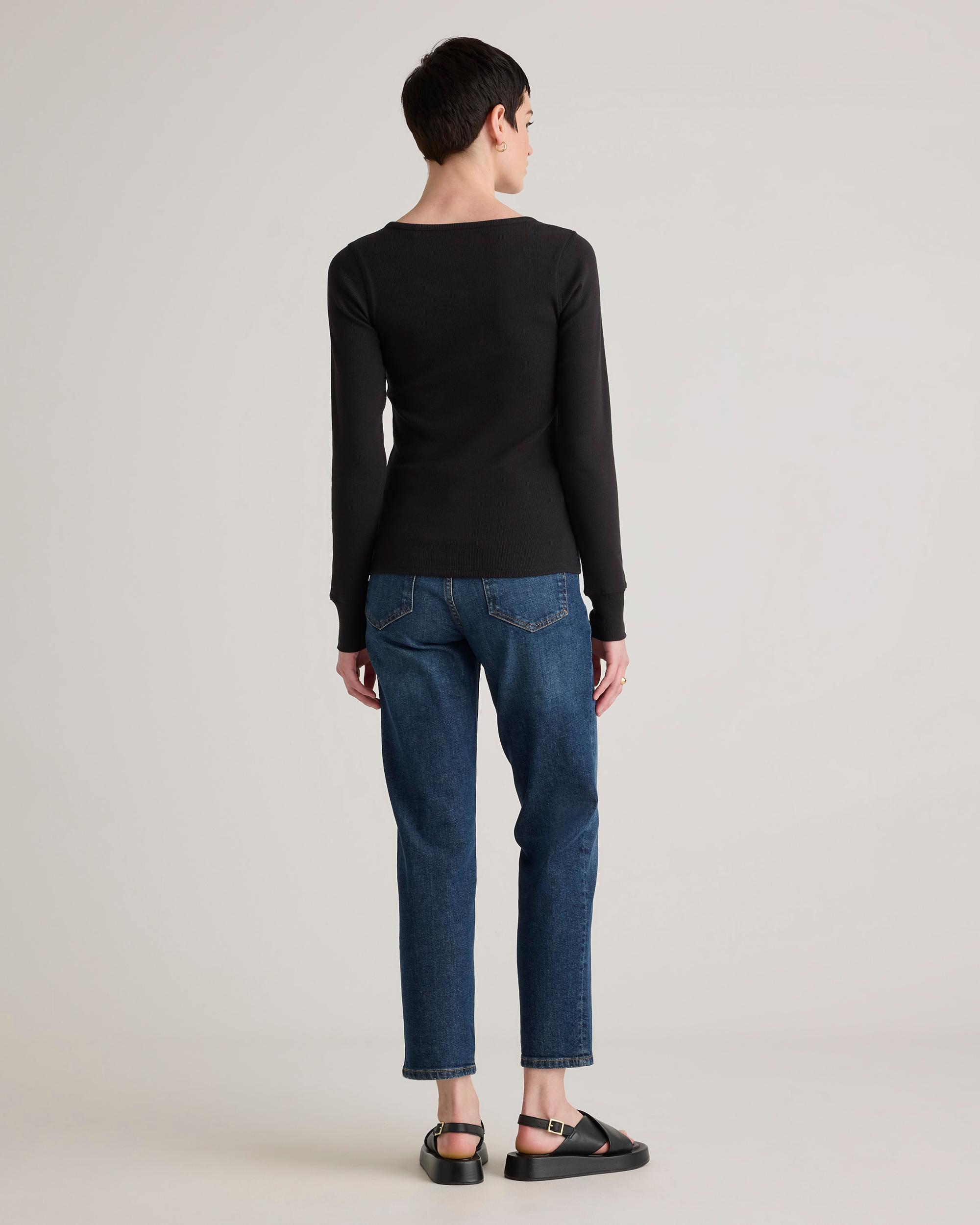Quince | Women's Micro-Rib Henley Long Sleeve T-Shirt Organic Cotton Product Image