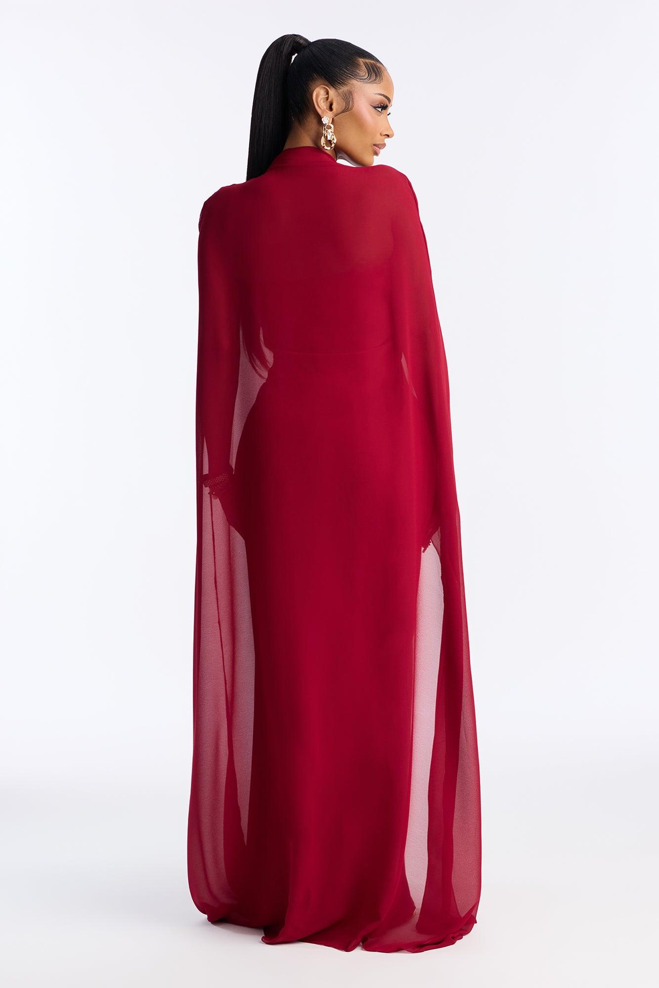 Silk Secrets Draped Satin Maxi Dress - Red Female Product Image