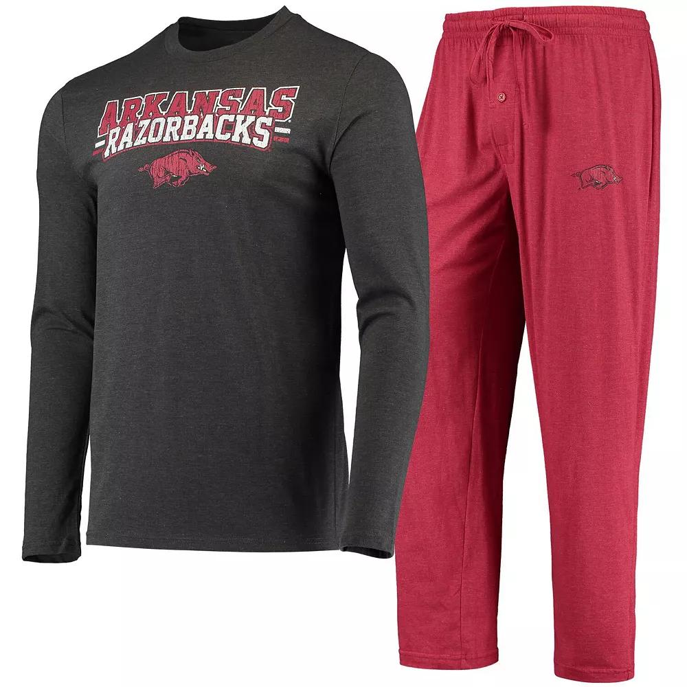 Men's Concepts Sport Cardinal/Heathered Charcoal Arkansas Razorbacks Meter Long Sleeve T-Shirt & Pants Sleep Set, Size: Medium Product Image