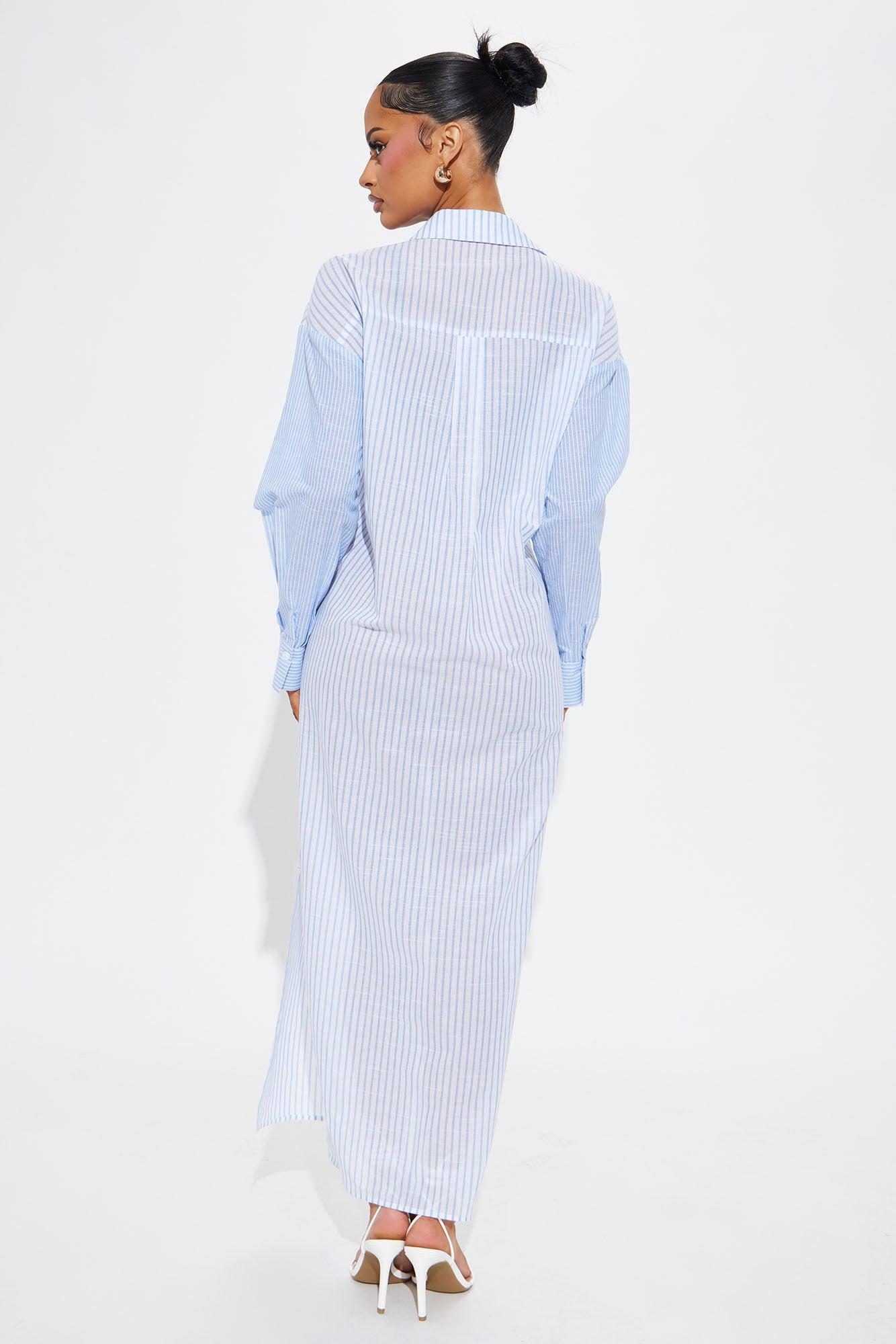 Odette Shirt Maxi Dress - Blue/combo Product Image