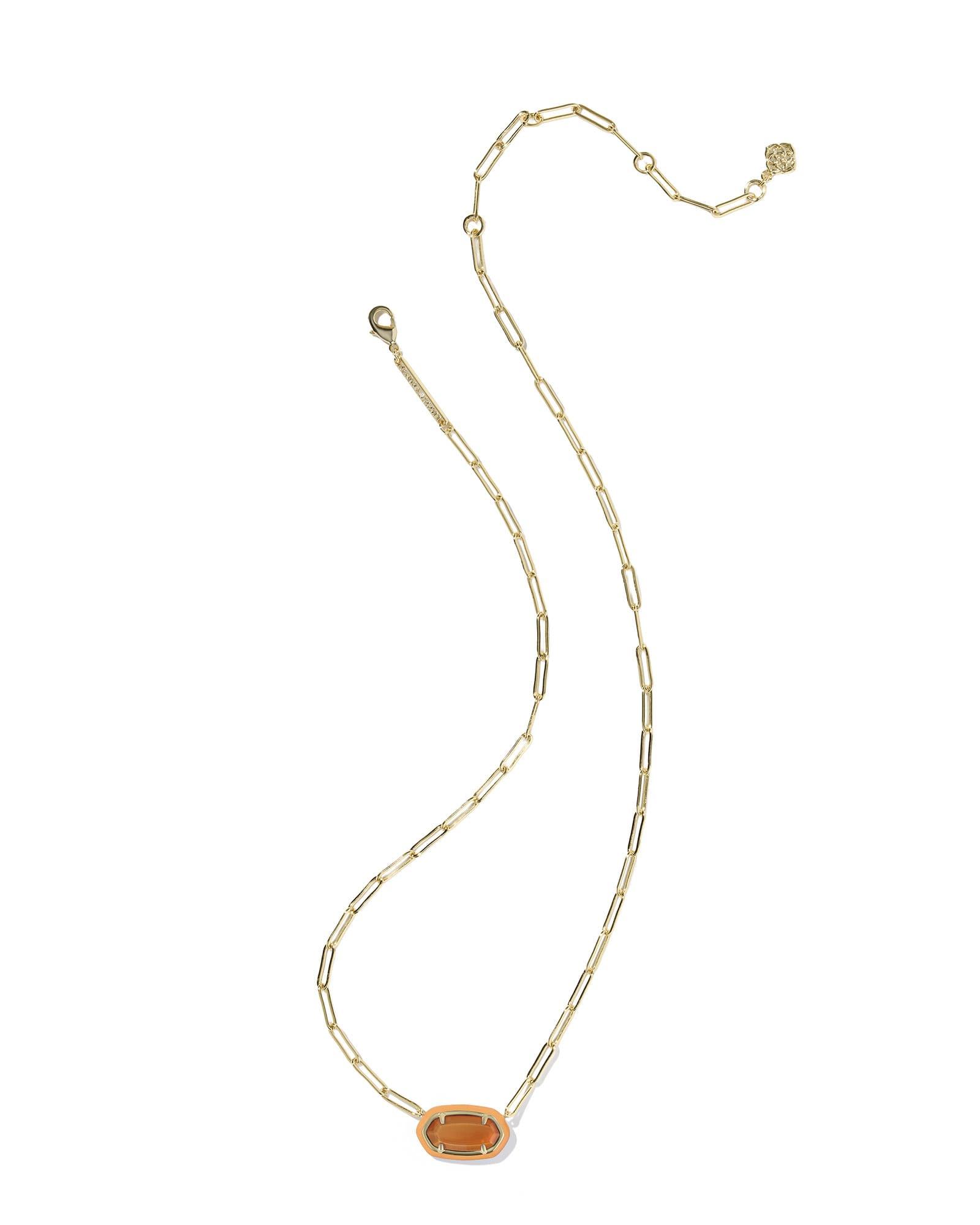 Elisa Enamel Frame Gold Paperclip Necklace Product Image