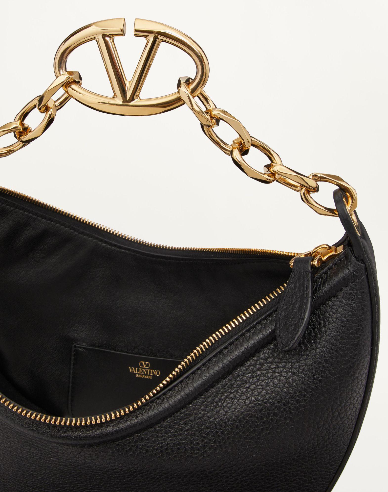 Small Vlogo Moon Hobo Bag In Grainy Calfskin With Chain Product Image