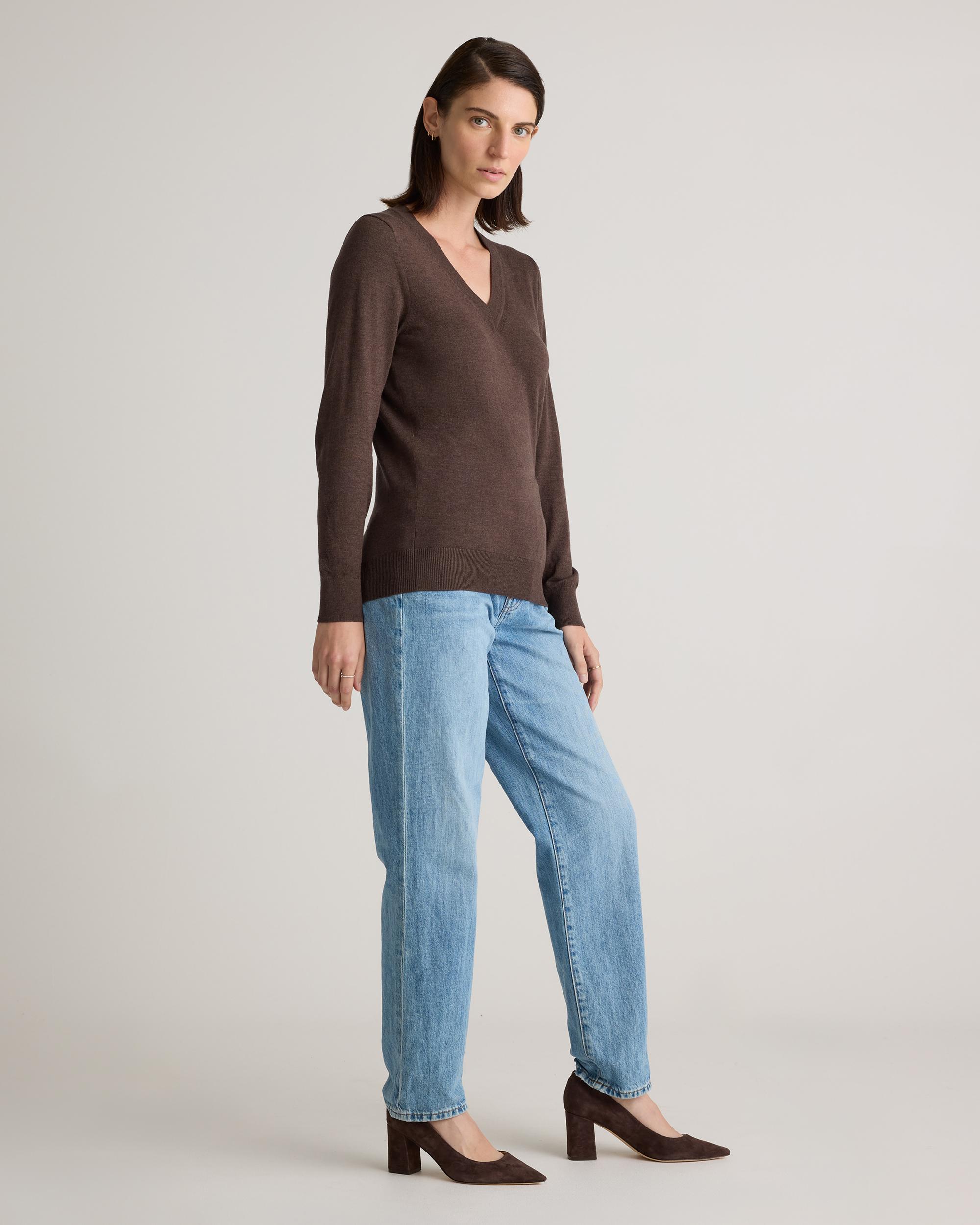 Quince | Women's Lightweight Cotton Cashmere V-Neck Sweater Size XS, Organic Cotton Product Image