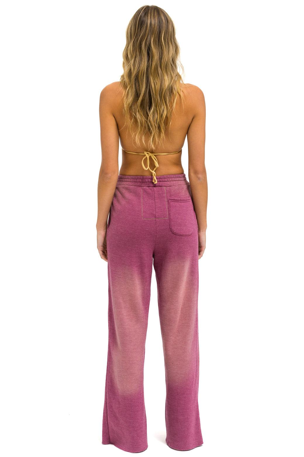 BOLT STITCH WIDE LEG POCKET SWEATPANTS - FADED BERRY Female Product Image