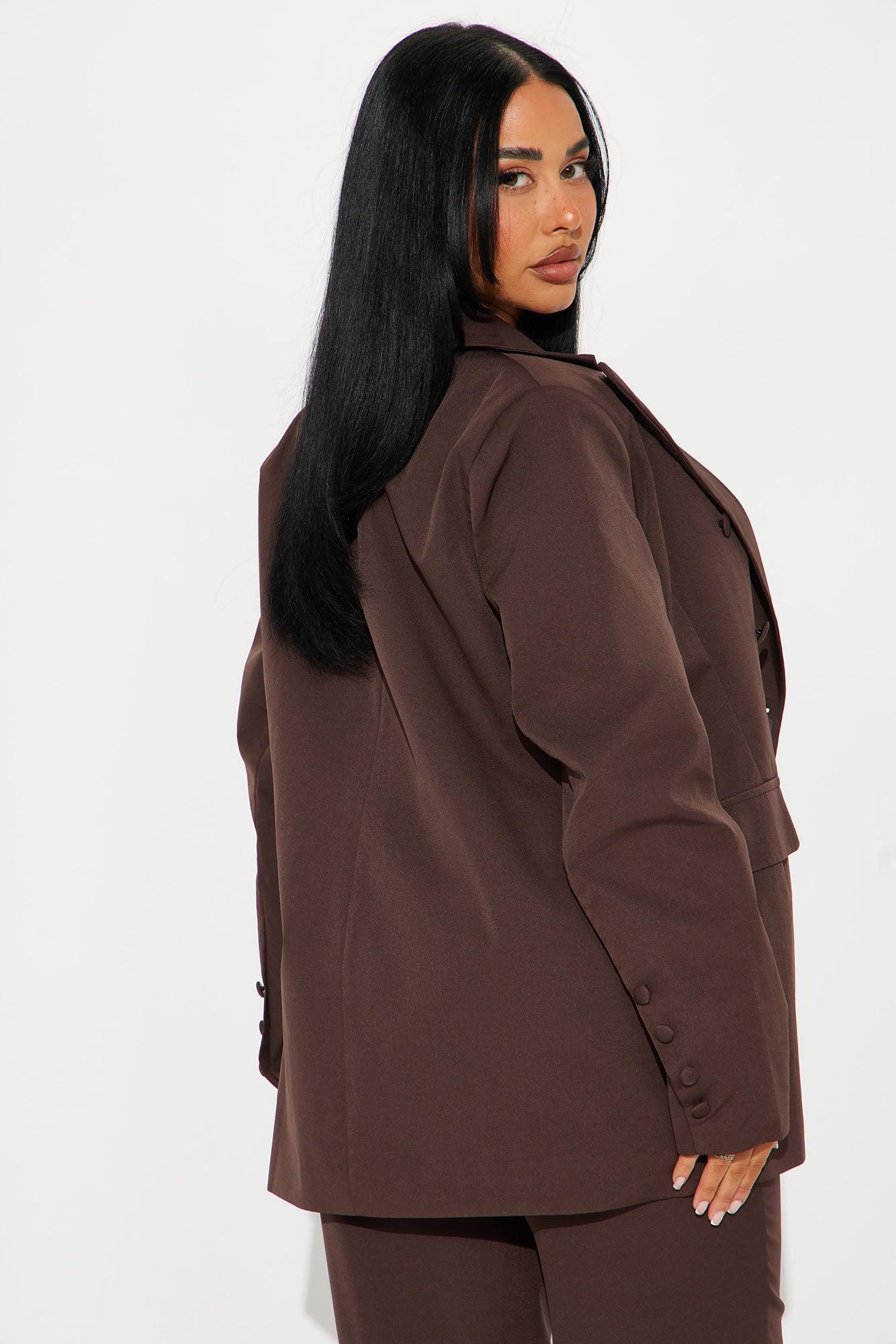 Office Behavior Oversized Blazer - Chocolate Product Image