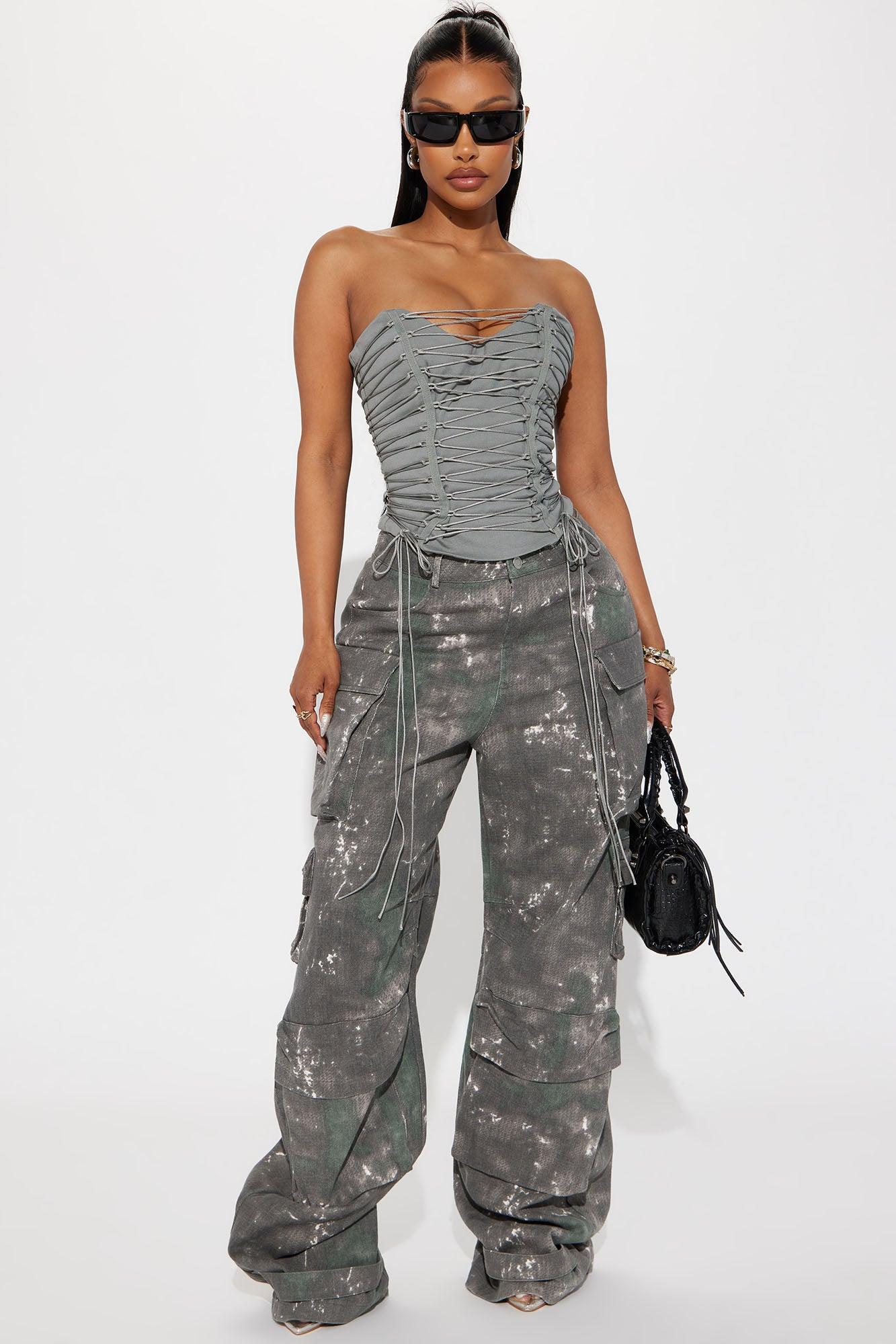 Hot List Strappy Corset top - Grey Product Image