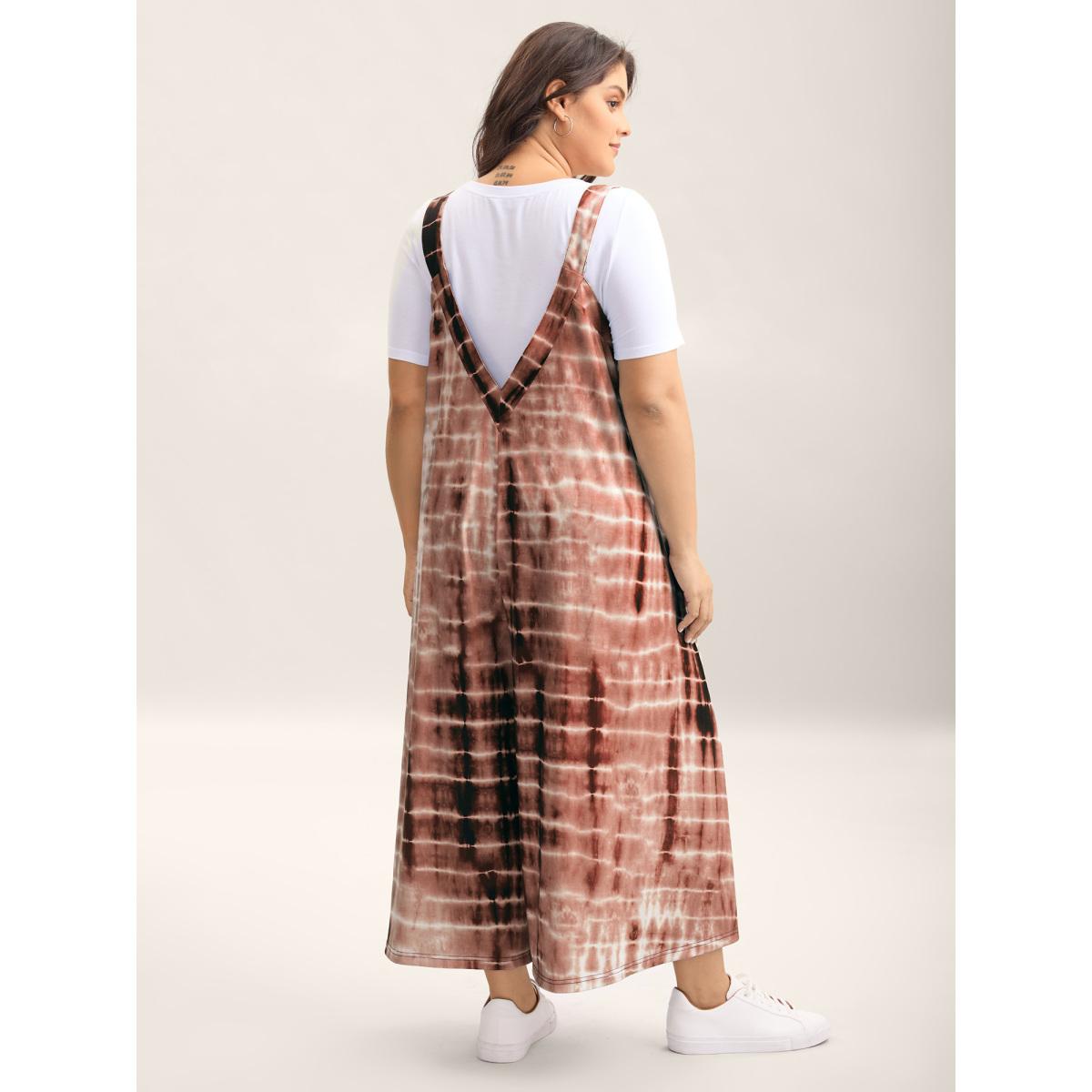 Plus Size DustyPink Supersoft Tie-Dye Backless Jumpsuit Women Leisure Sleeveless Round Neck Casual Loose Jumpsuits BloomChic 14-16/1X Product Image