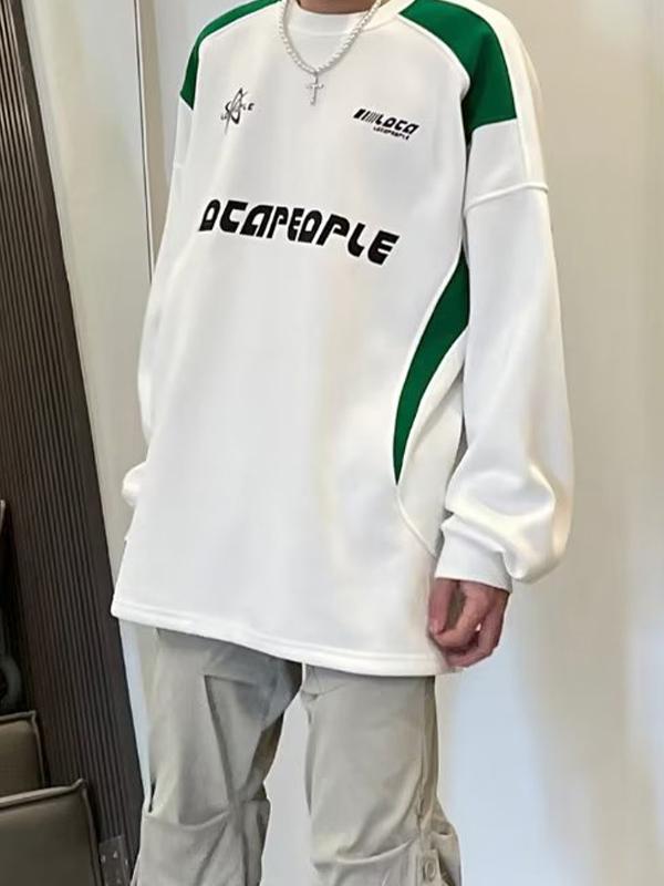 Men's Street Letter Print Splice Sweatshirt Product Image