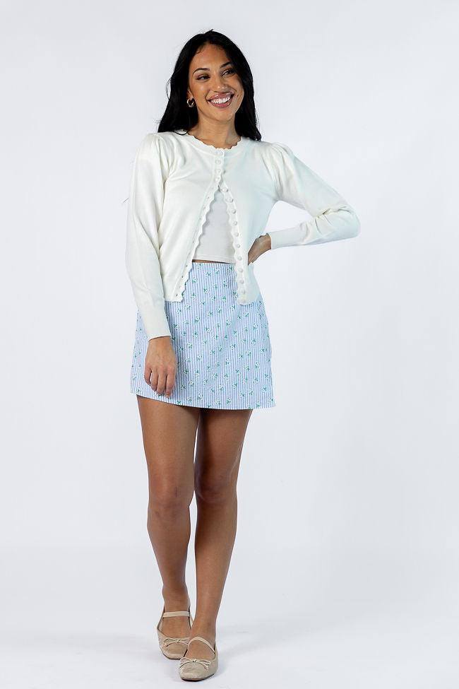 Not So Simple Blue Striped Floral Print Skort FINAL SALE Product Image