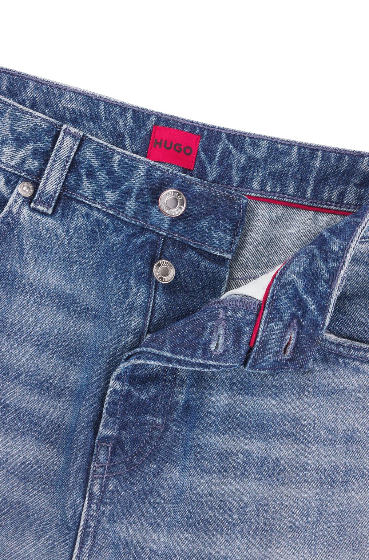 Straight-fit wide-leg jeans in blue cotton denim Product Image