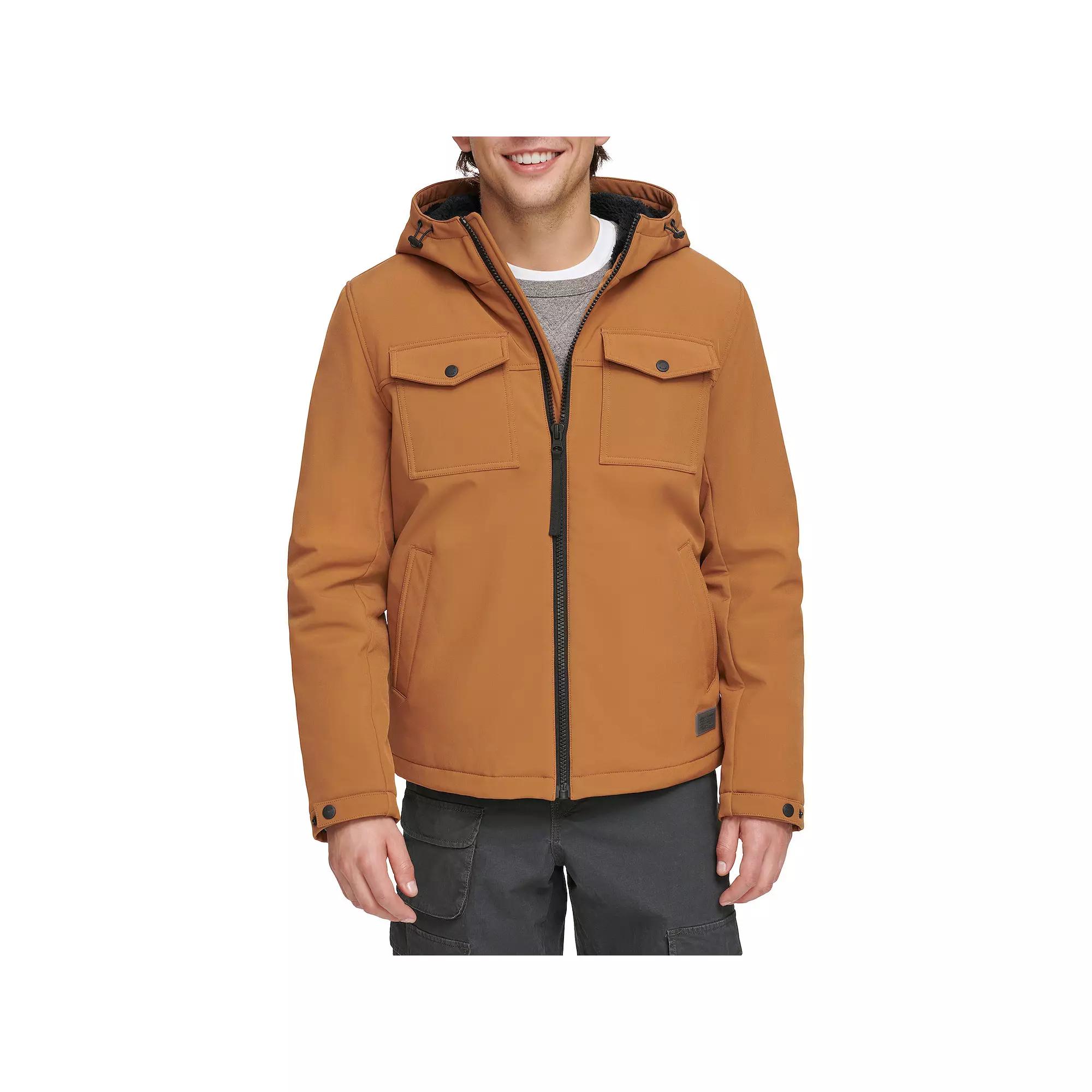 Men's Levi's® Softshell Sherpa-Lined Hooded Performance Jacket, Size: Large, Worker Brown Product Image