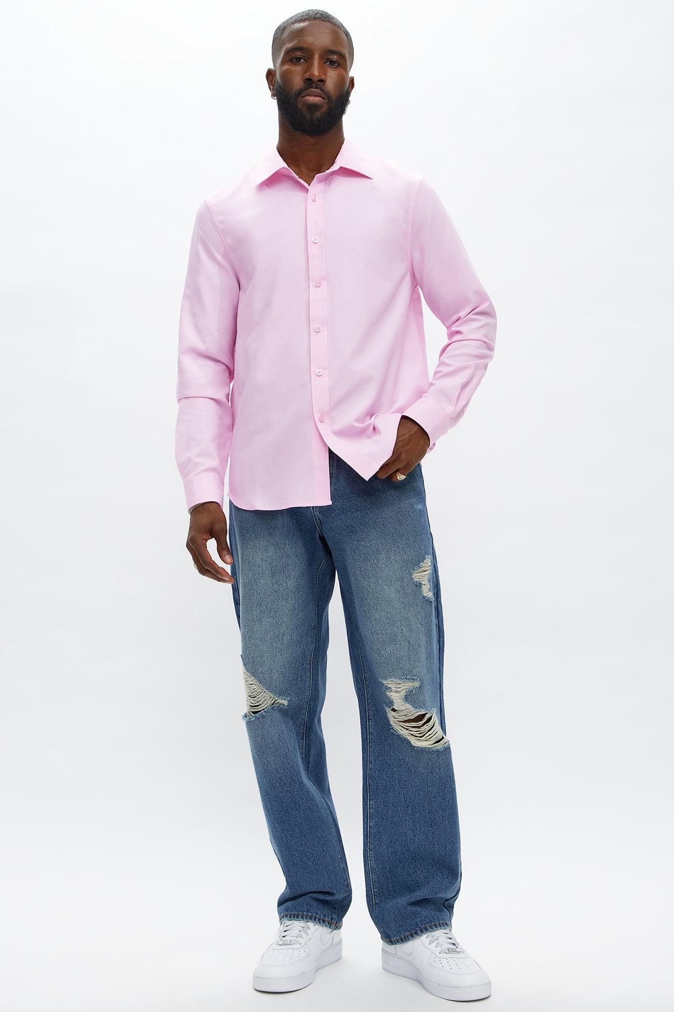 Oxford Long Sleeve Shirt - Pink Male Product Image