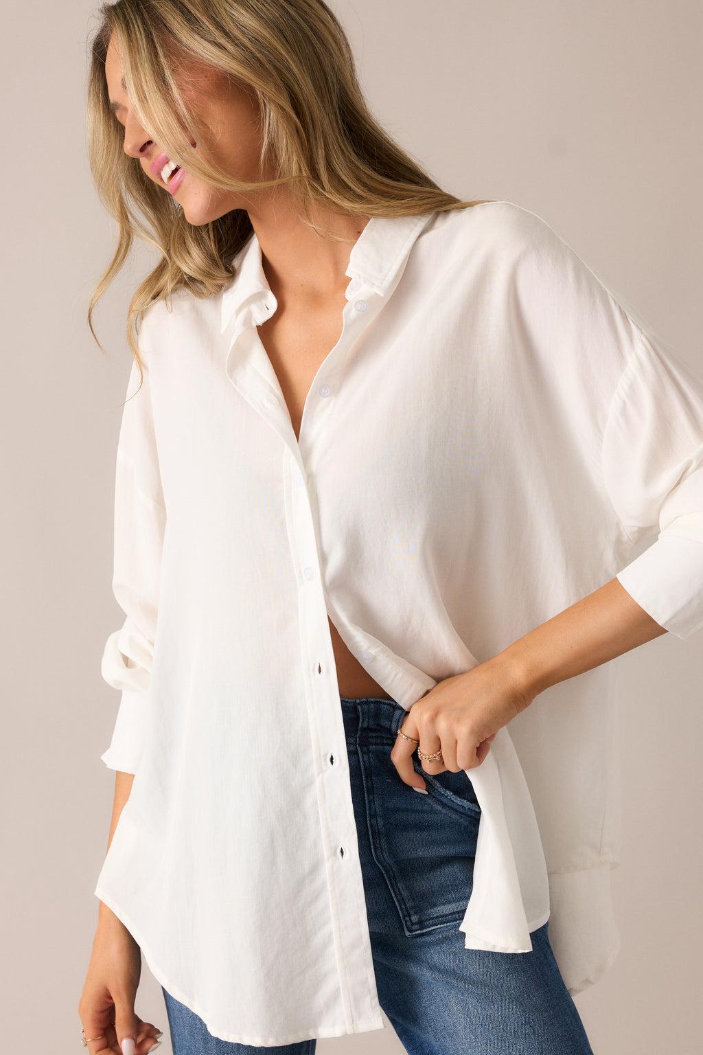 What Will Be Ivory Button Front Top Product Image