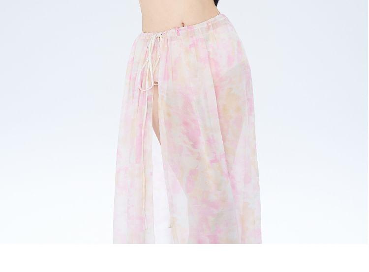 Set: Halter Neck Bikini Top + Bottom + Cover-Up Skirt Product Image