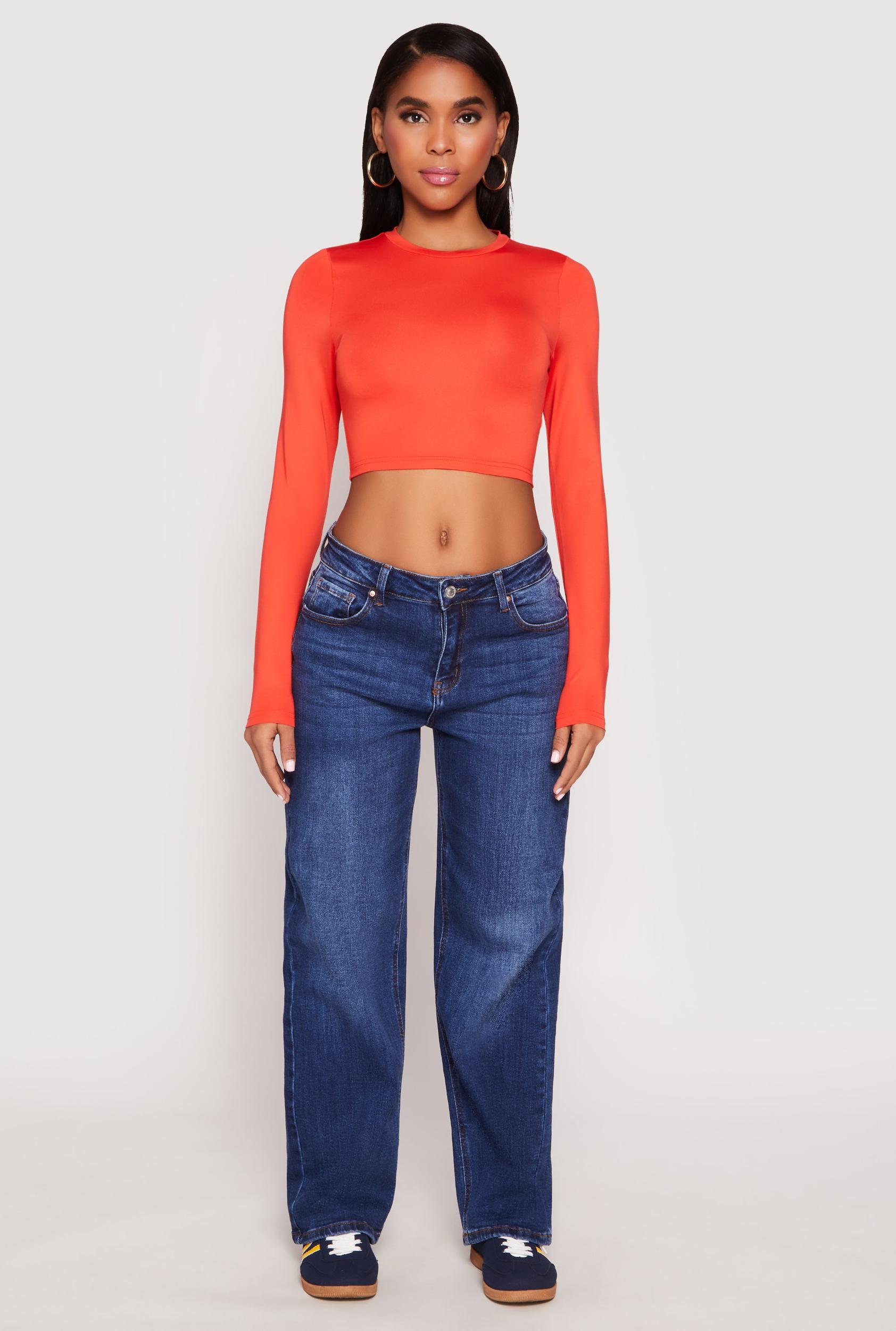 Womens Daisy Long Sleeve High Neck Crop Top Product Image