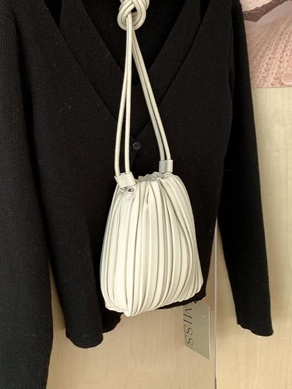 Drawstring Pleated Split-Joint Crossbody Bags Product Image
