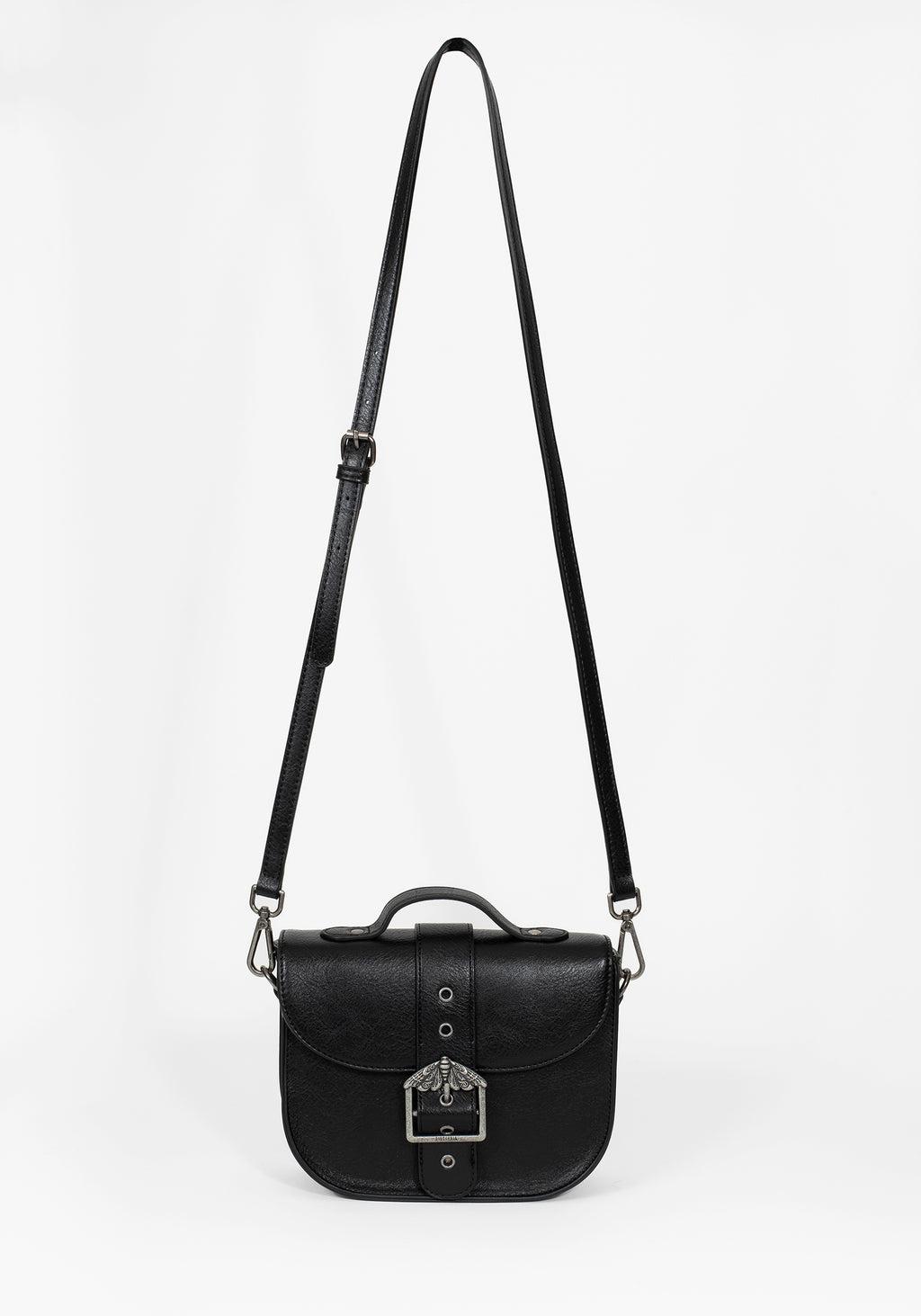 Rosamoth Buckle Crossbody Satchel Bag - Black Product Image