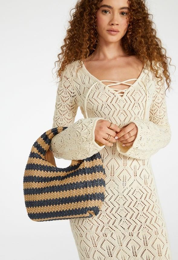 Stripe Crochet Raffia Bag Product Image