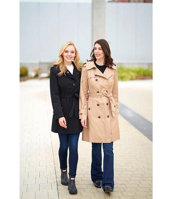 London Fog Petite Size Double Breasted Point Collar Button Front Trench Coat Product Image