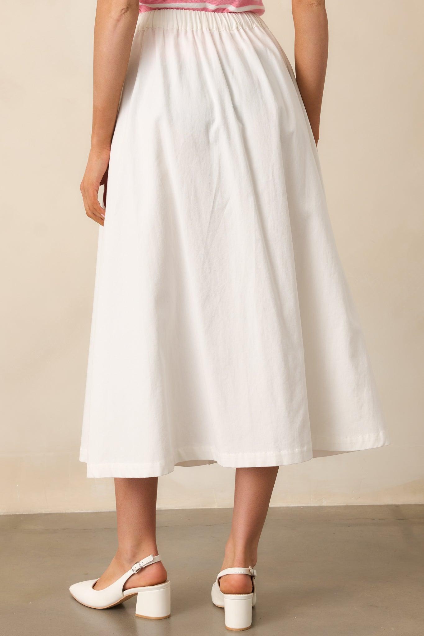 Countryside Charm 100% Cotton Ivory Midi Skirt Product Image