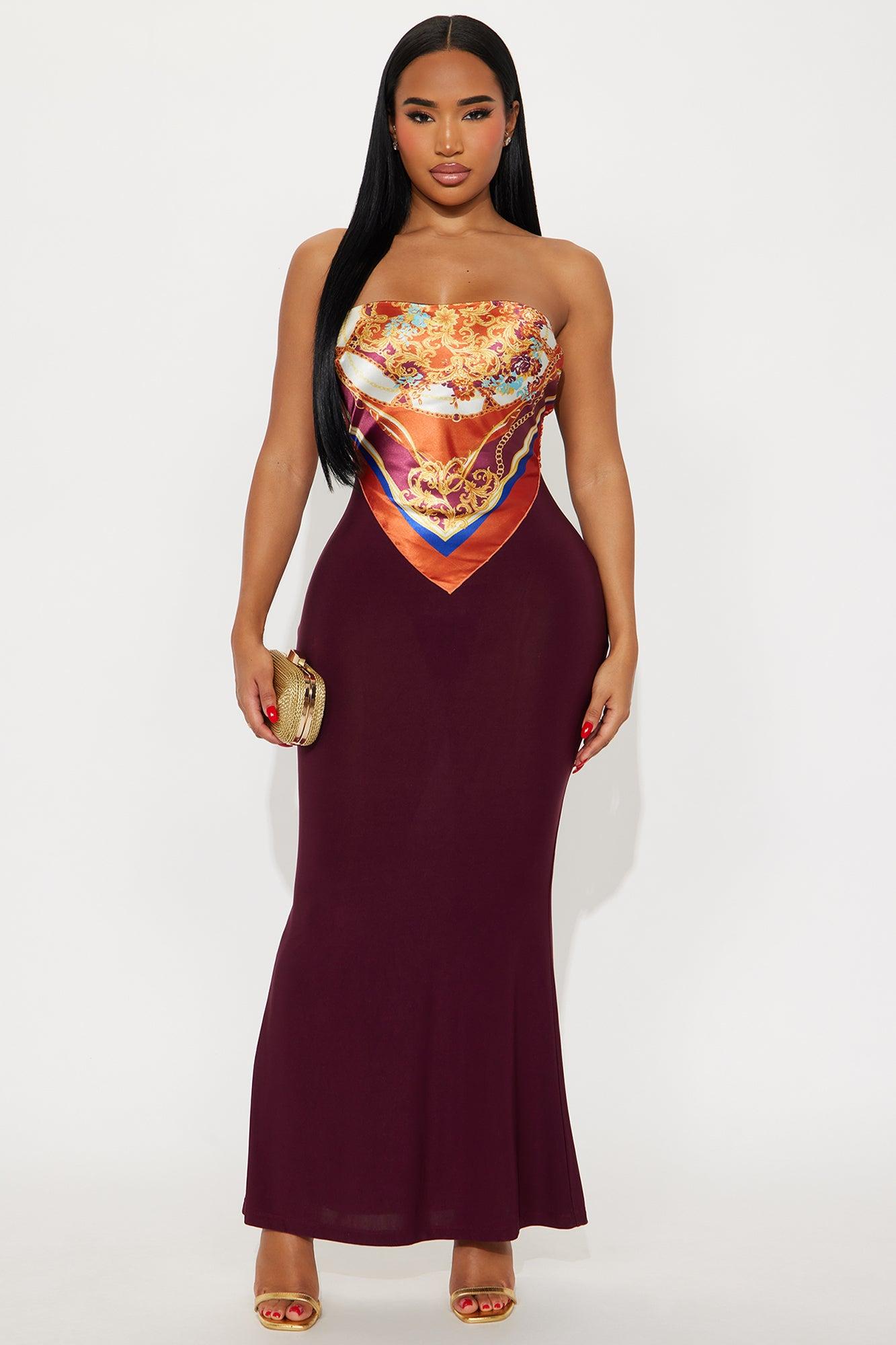 Amelia Satin Maxi Tube Dress - Burgundy Female Product Image