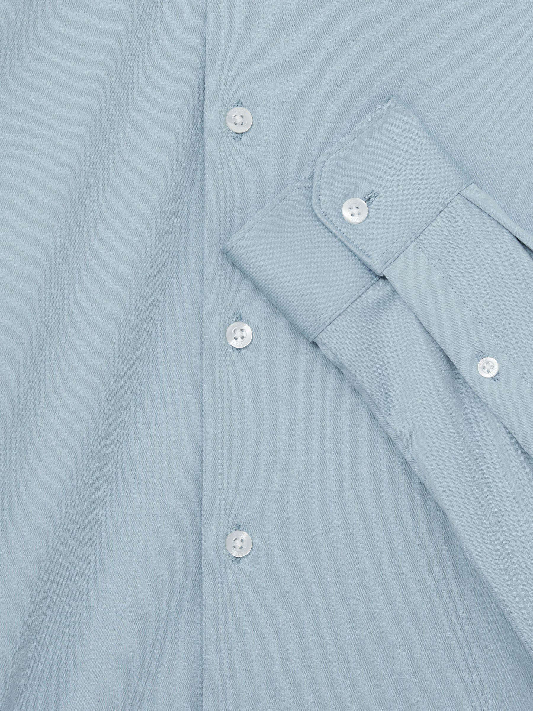 Cotton Jersey Button Through Shirt in Soft Blue Product Image