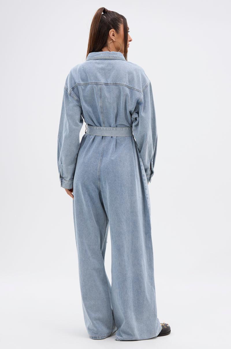 NOT TODAY EXTREME OVERSIZED DENIM JUMPSUIT Product Image