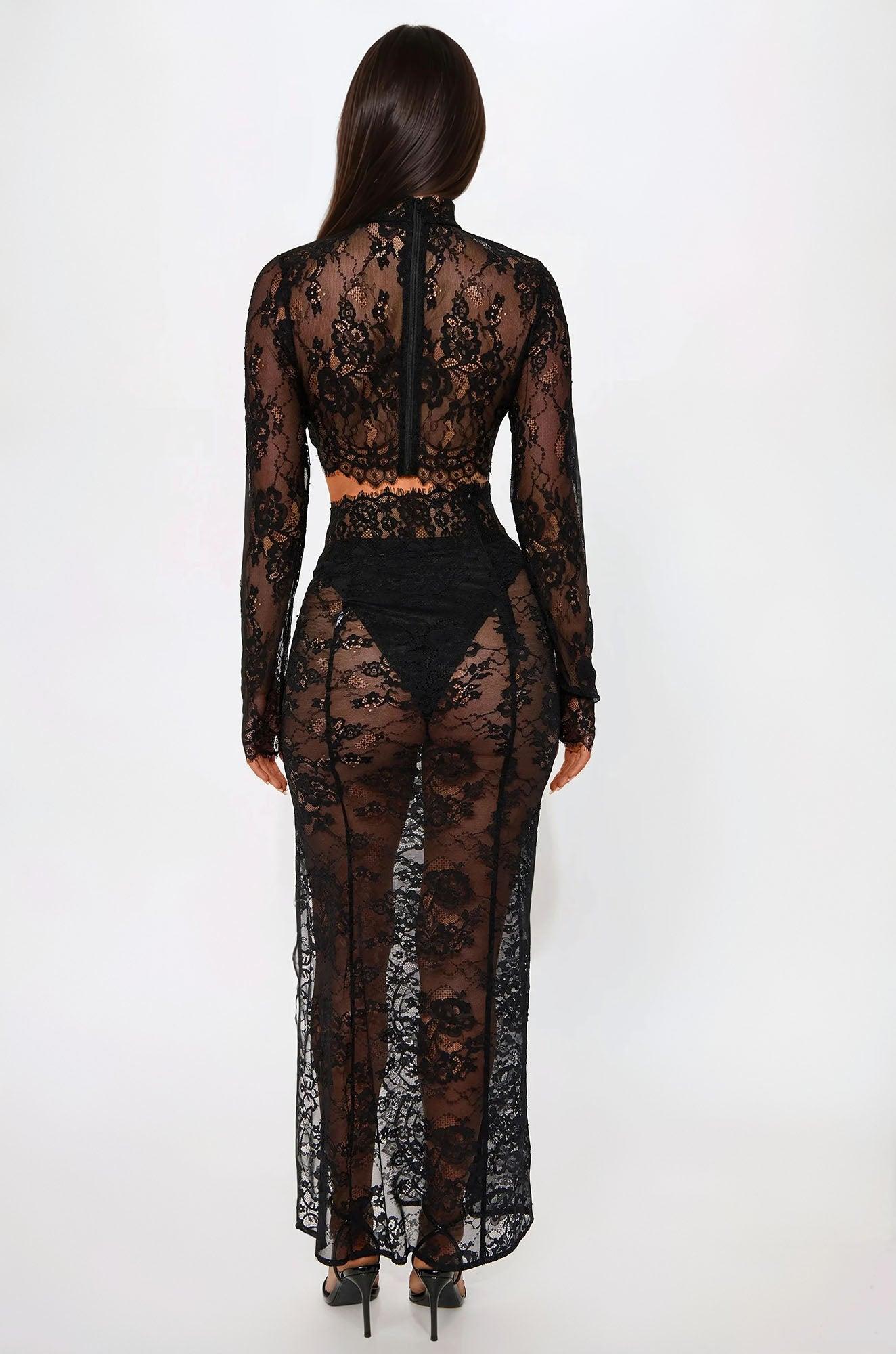 Love In Lace Maxi Skirt Set - Black Female Product Image