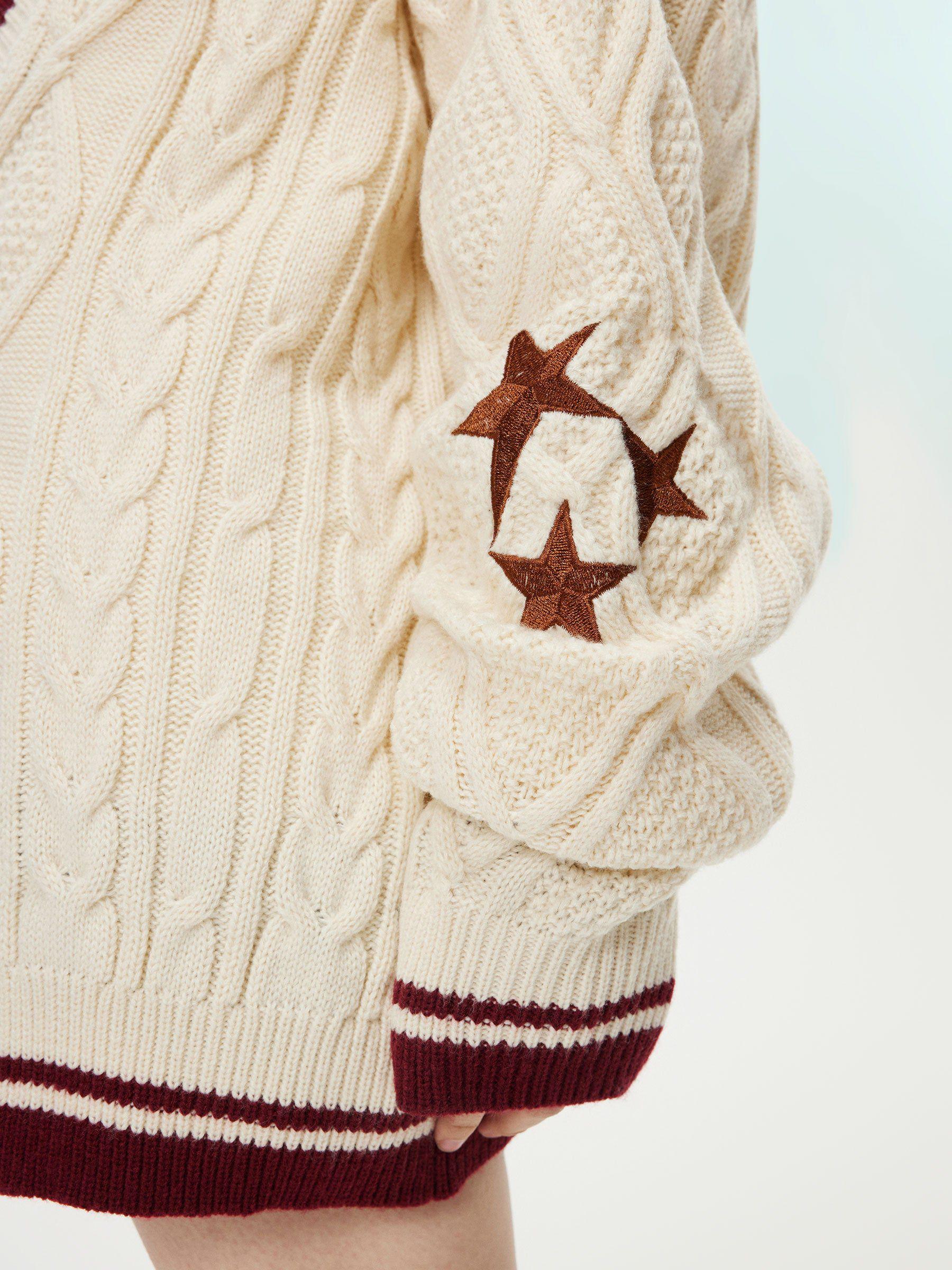 Aelfric Eden Color Blocking Star V-Neck Cardigan Product Image