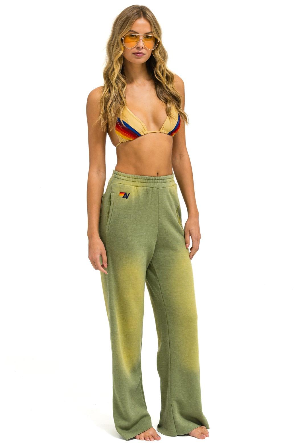 BOLT STITCH WIDE LEG POCKET SWEATPANTS - FADED ARMY Female Product Image