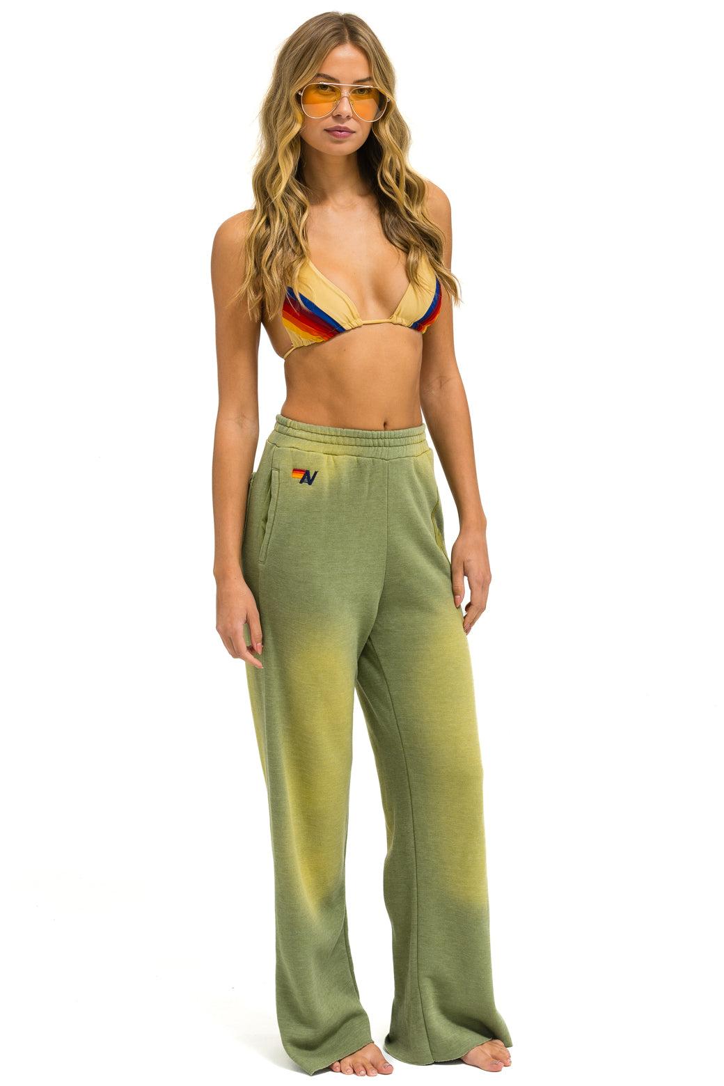 BOLT STITCH WIDE LEG POCKET SWEATPANTS - FADED ARMY Female Product Image