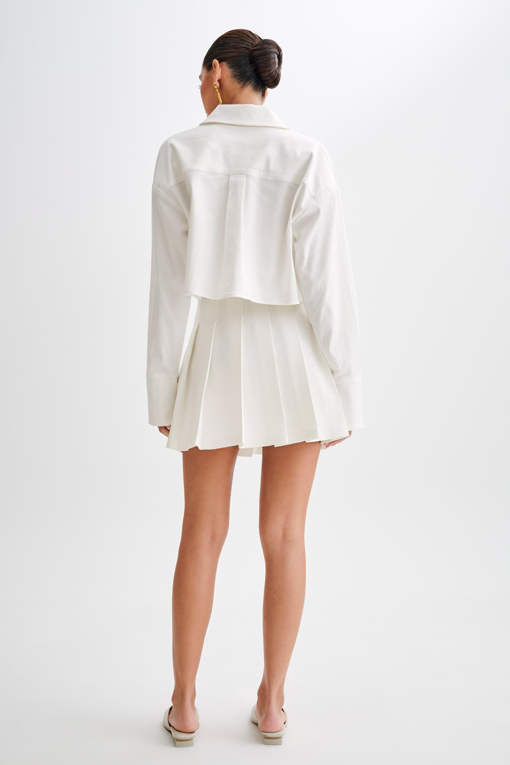 Julianna Cotton Pleated Mini Skirt - White Product Image