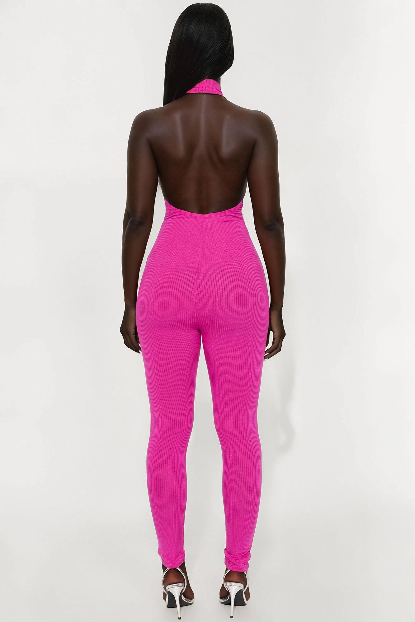 Rubi Ribbed Jumpsuit - Fuchsia Product Image