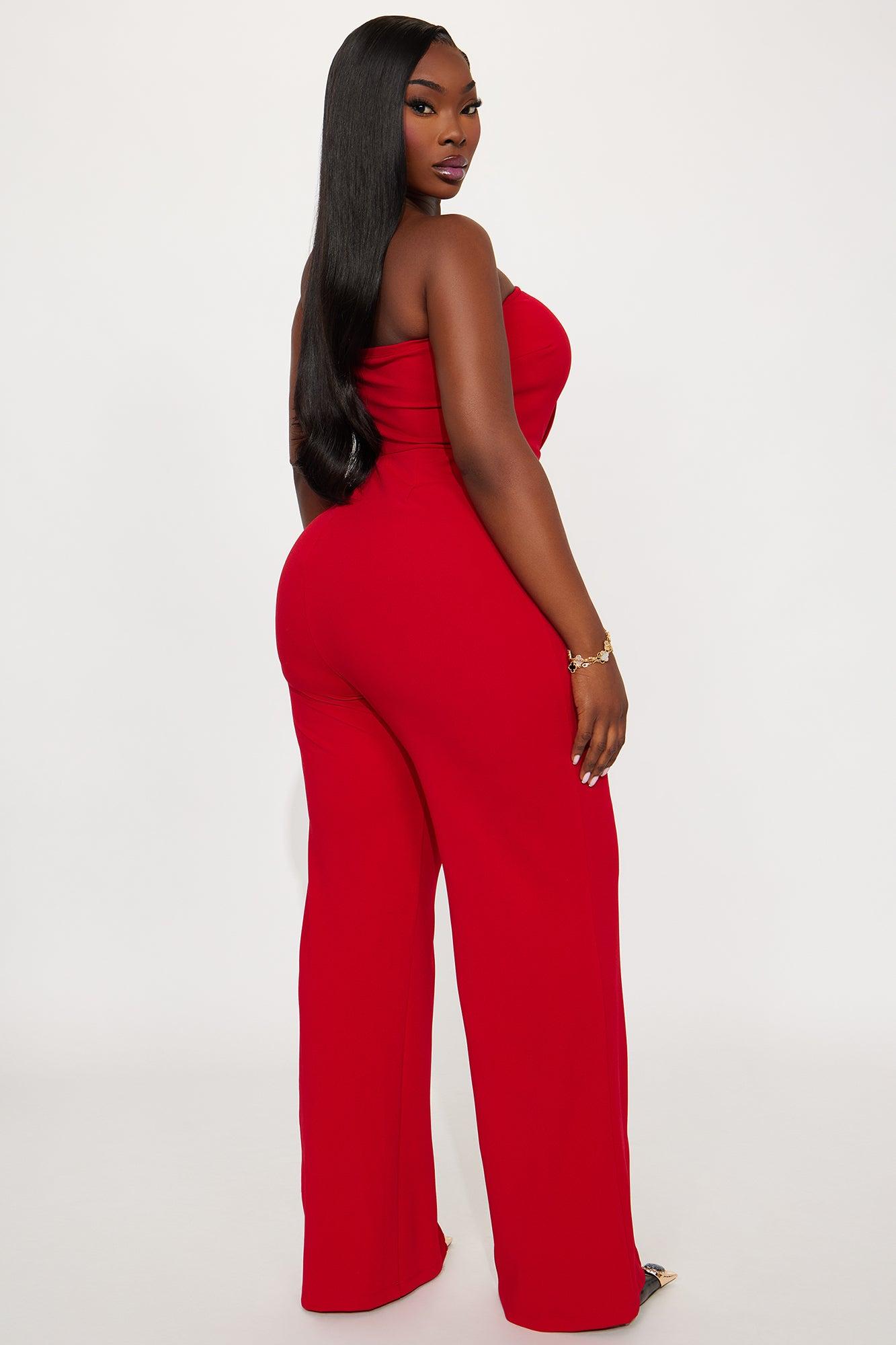 High Profile Wide Leg Jumpsuit - Red Female Product Image