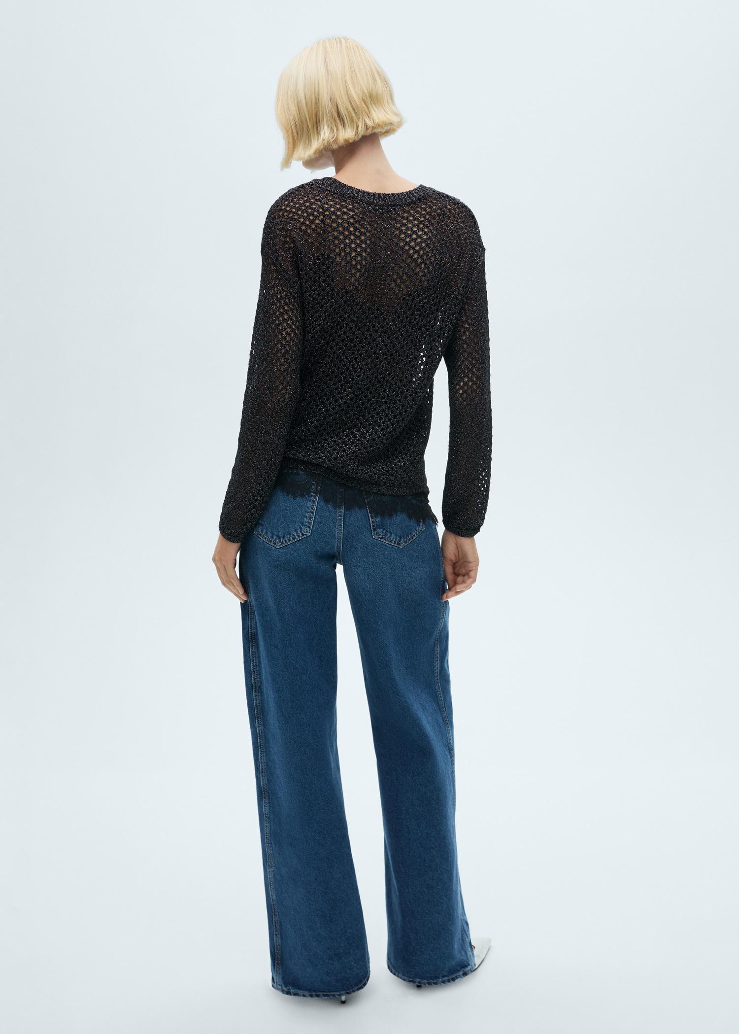 Lurex openwork knitted sweater - Women | MANGO USA Product Image