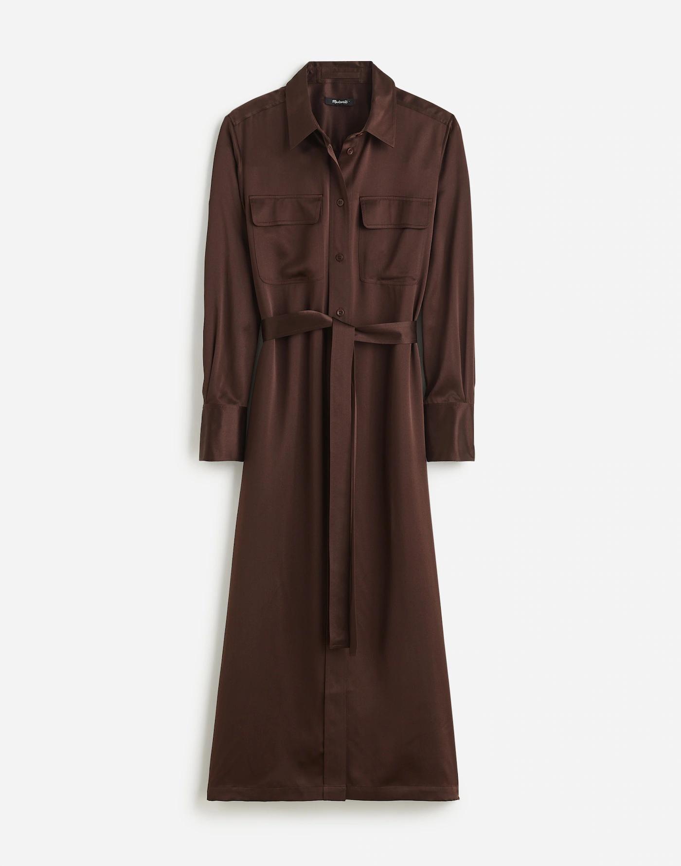 Silk Belted Midi Shirtdress Product Image