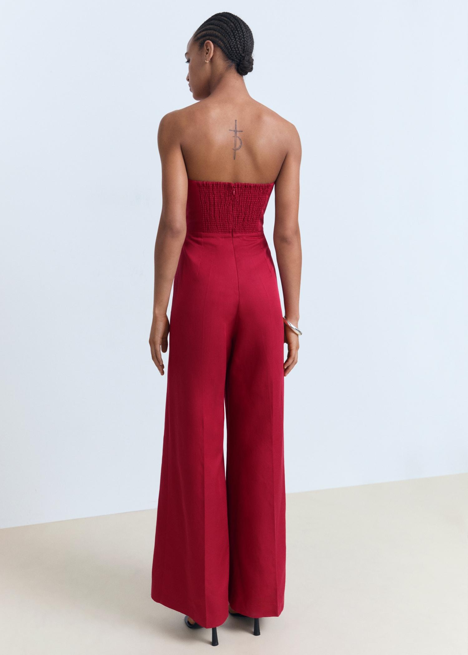Linen-blend strapless jumpsuit - Women | MANGO USA Product Image