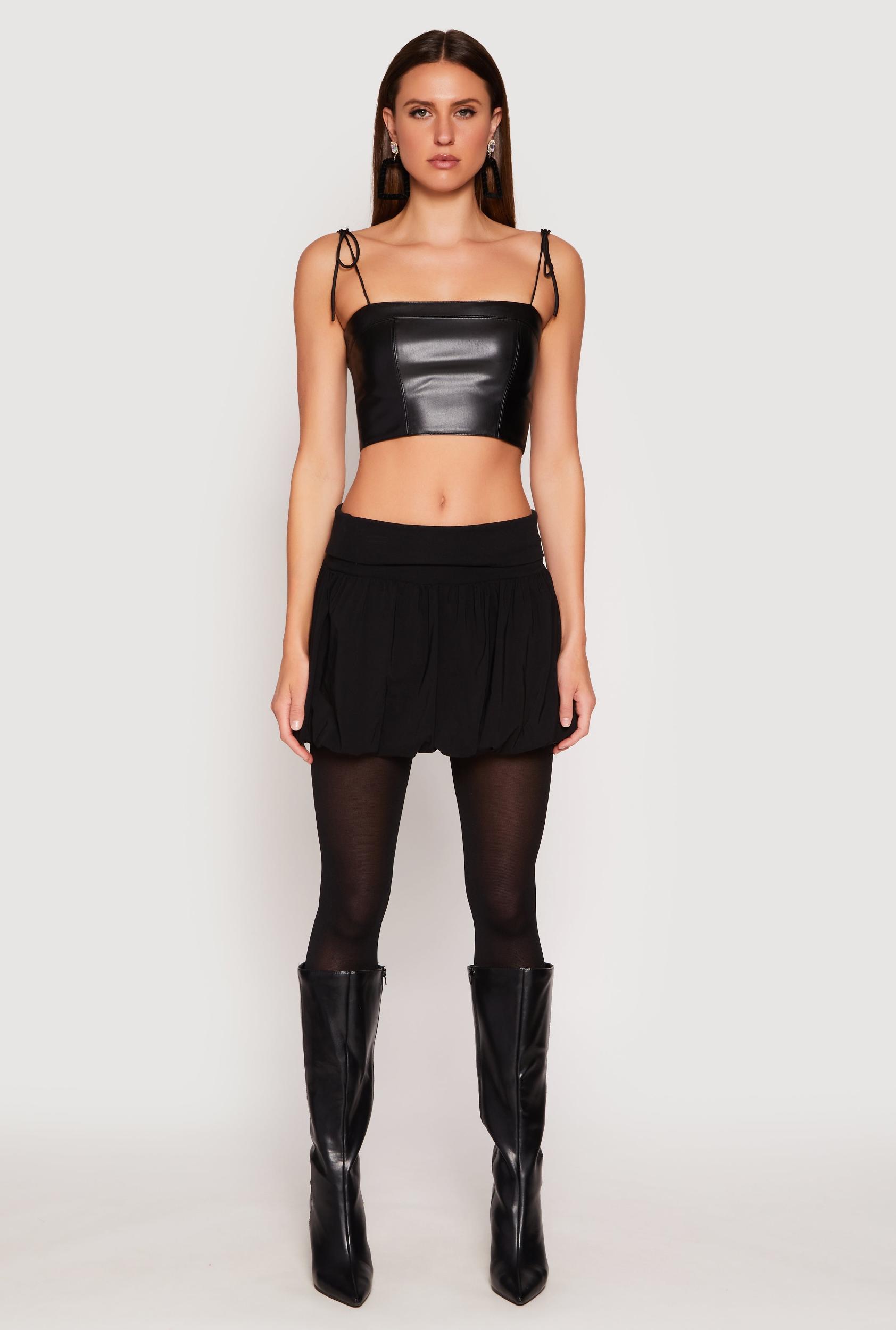 Womens Almost Famous Fold Over Waist Mini Bubble Skirt Product Image