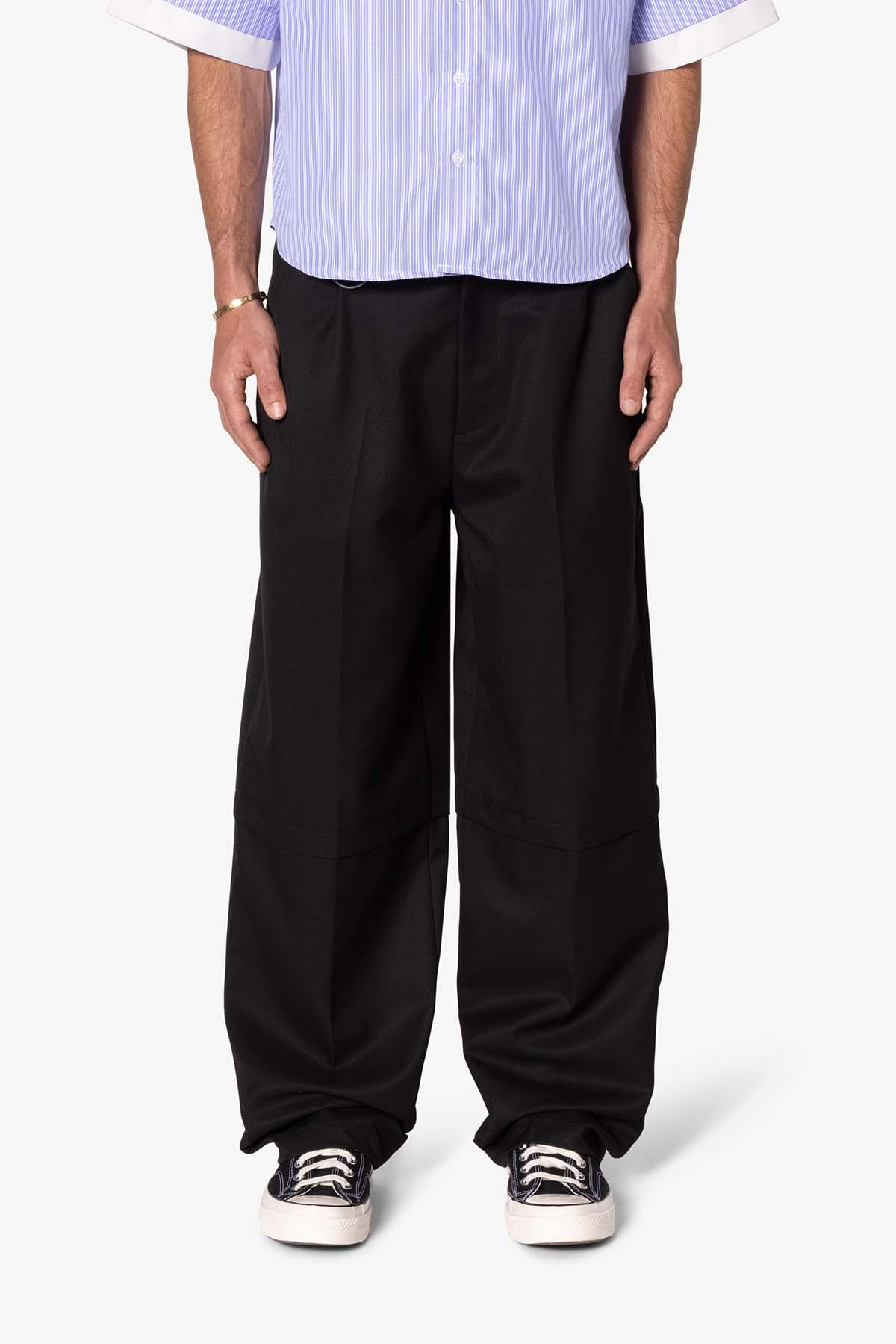 Brushed Twill Layered Pants - Black Product Image