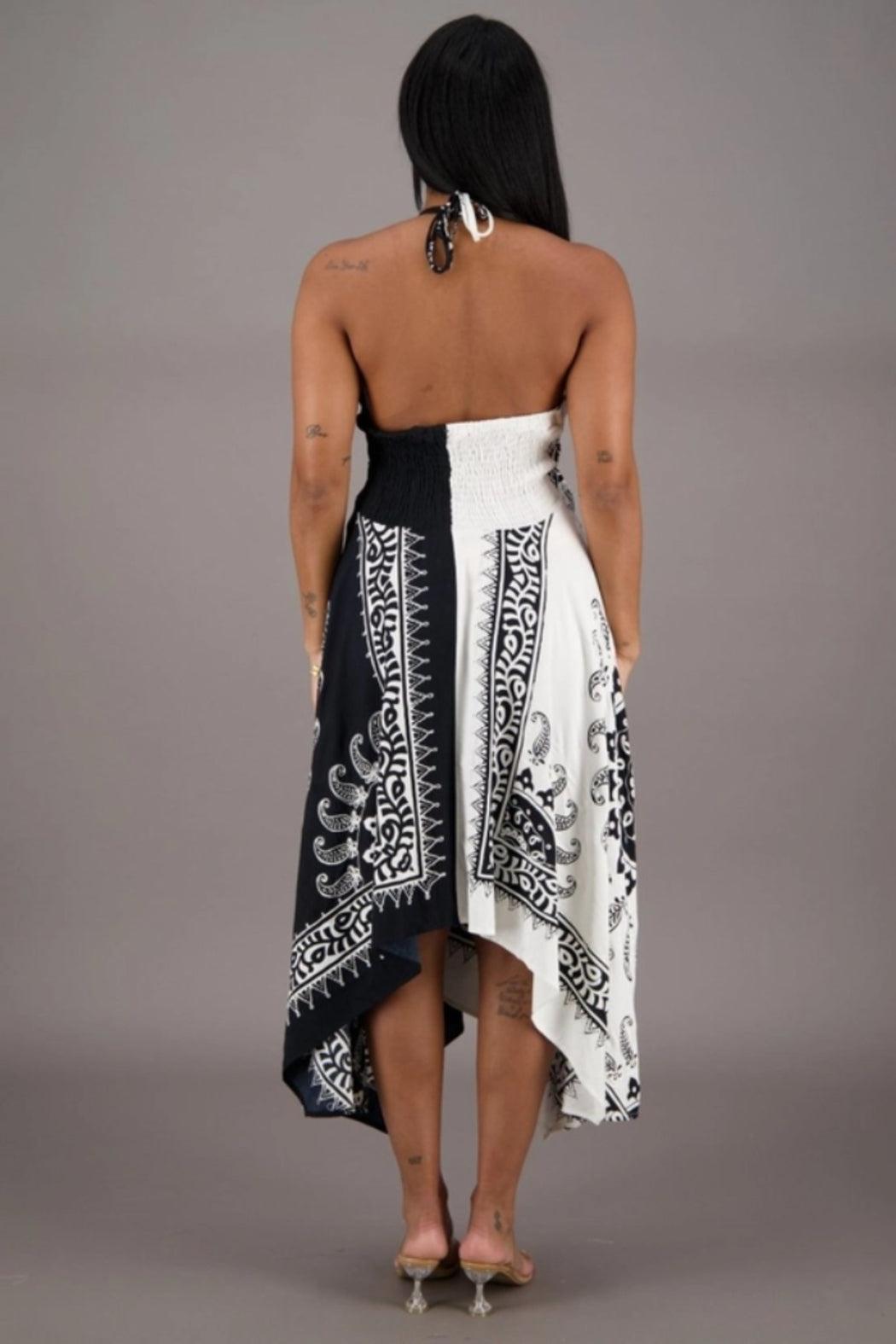 Black & White Halter-Style Dress Product Image