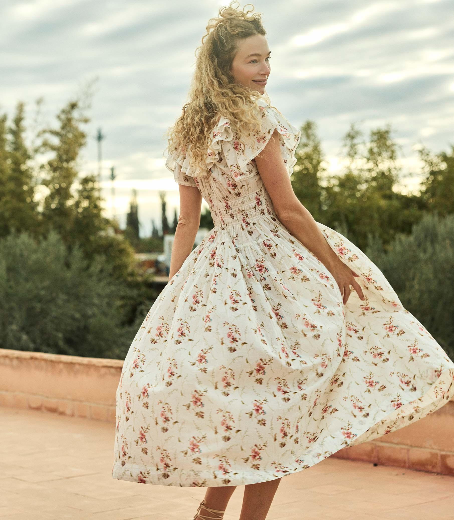 ILLIANA DRESS -- BLANC PRAIRIE ROSE Product Image