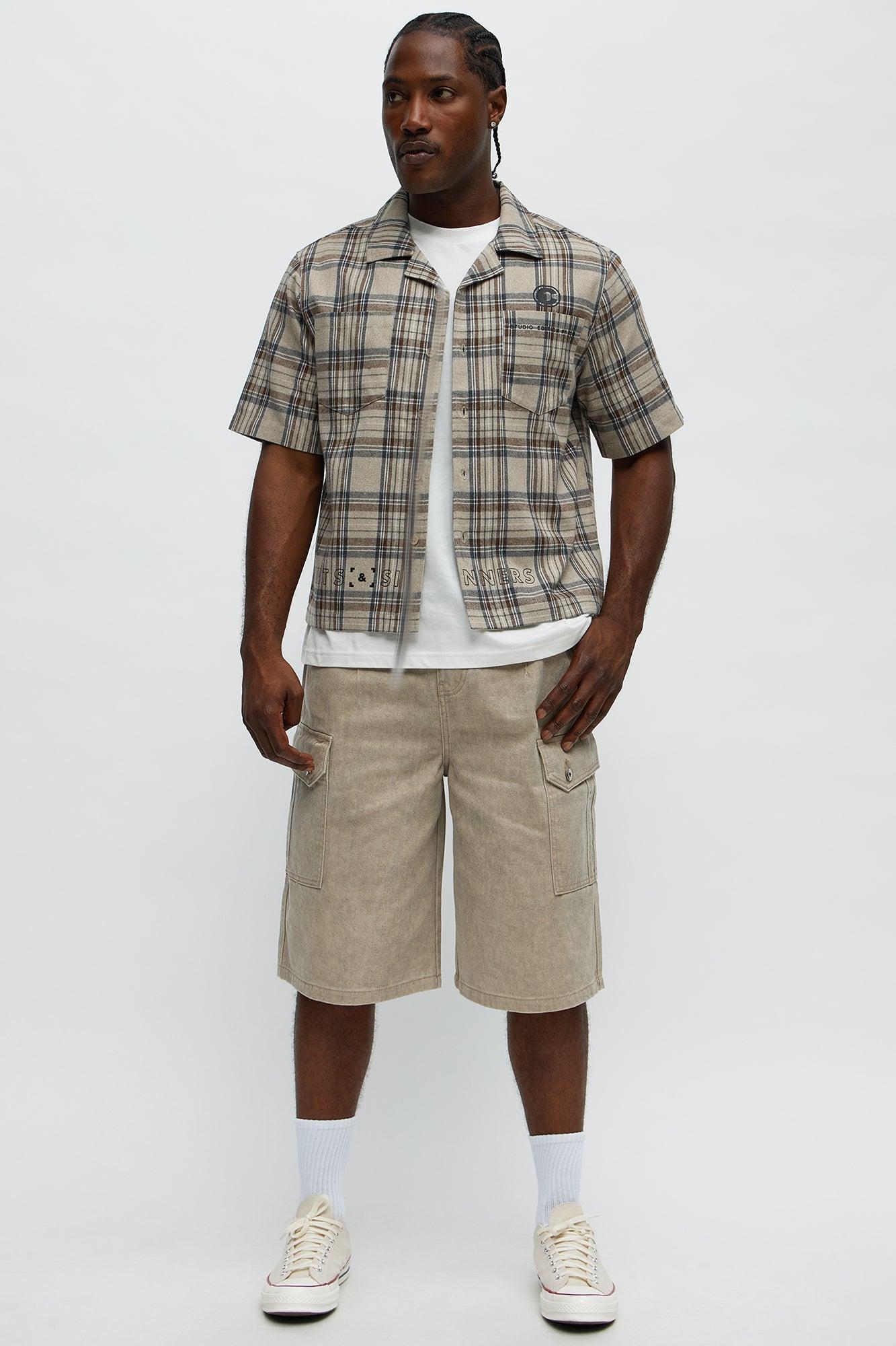 Long Cargo Relaxed Shorts - Khaki Male Product Image