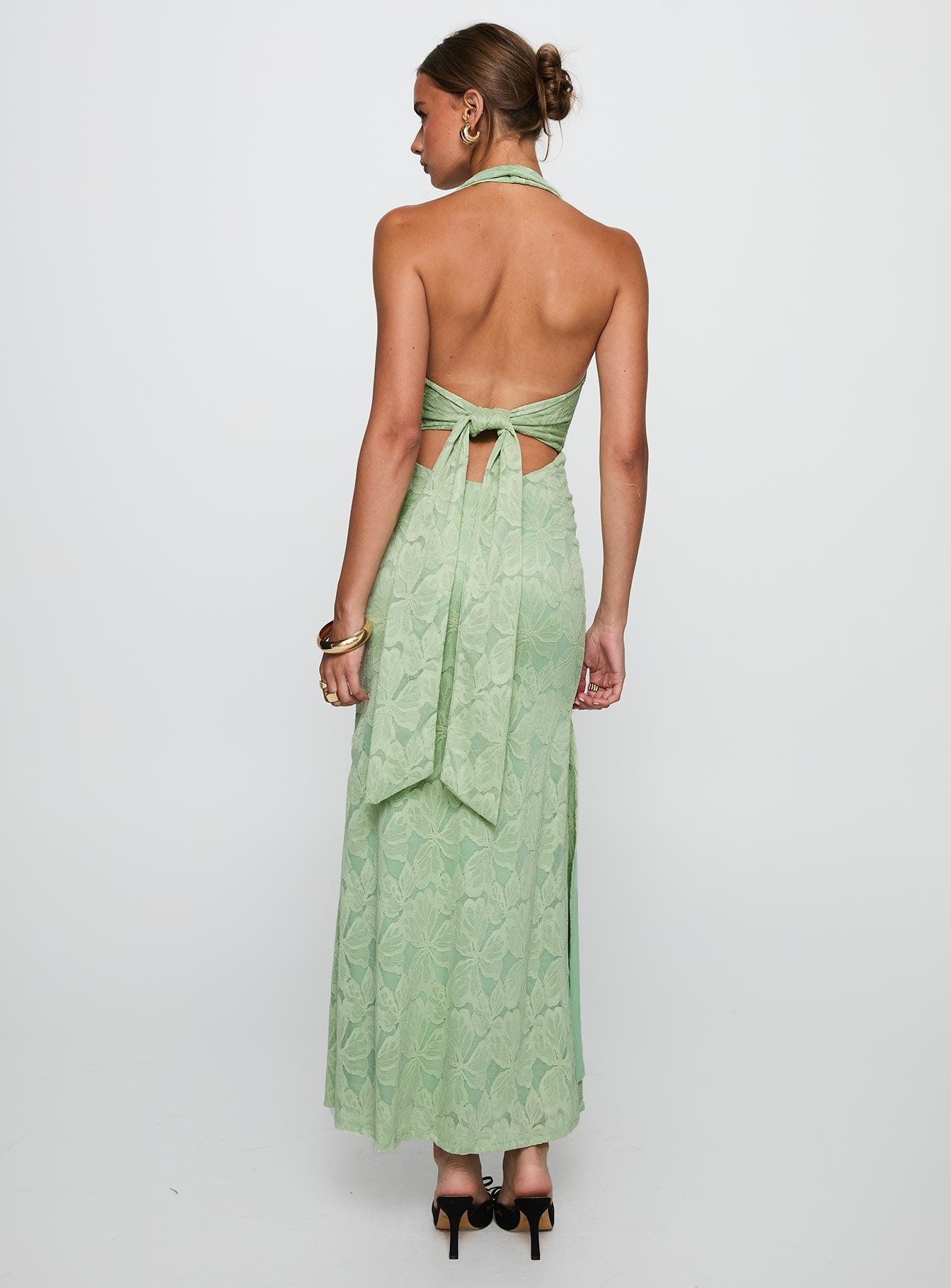 Starfall Halter Maxi Dress Sage Product Image