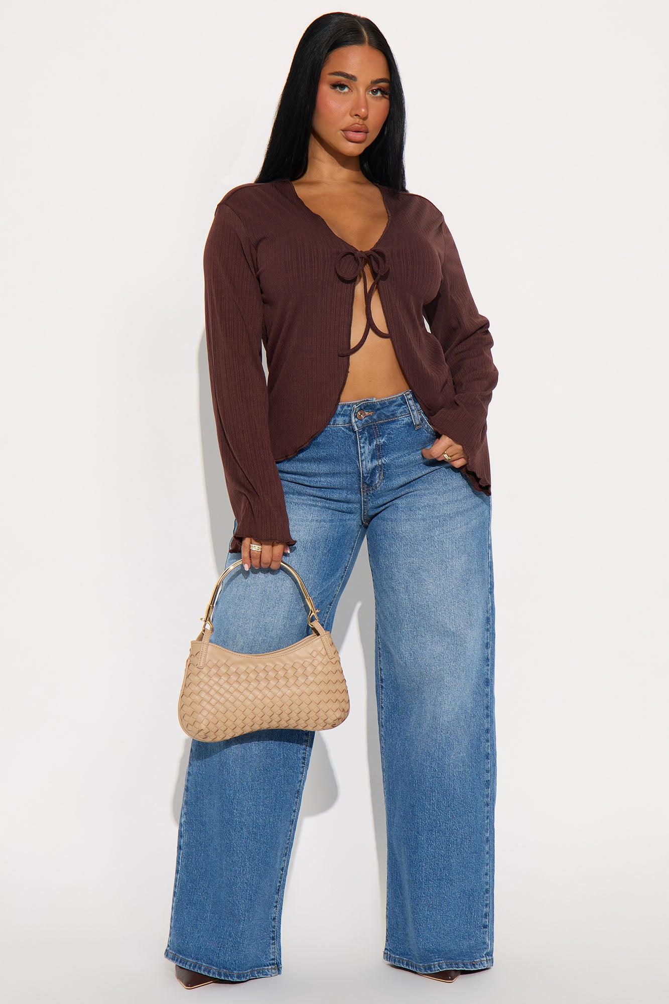 Sunset Cruise Long Sleeve Flyaway Top - Brown Female Product Image