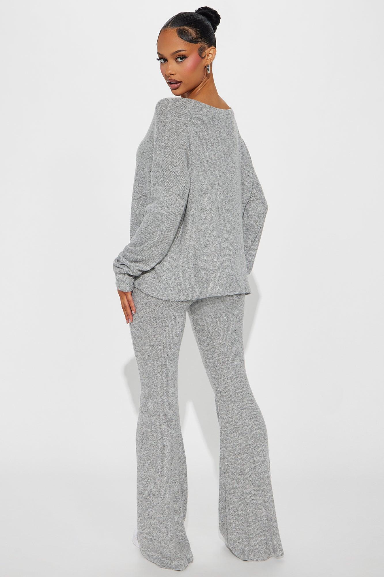In The Clouds Cozy Pant Set - Heather Grey Product Image