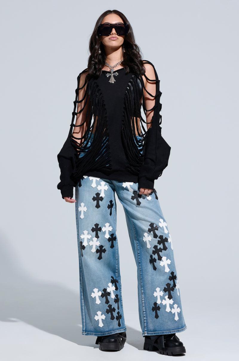 CUT HIM OFF FRENCH TERRY SWEATSHIRT IN BLACK Product Image