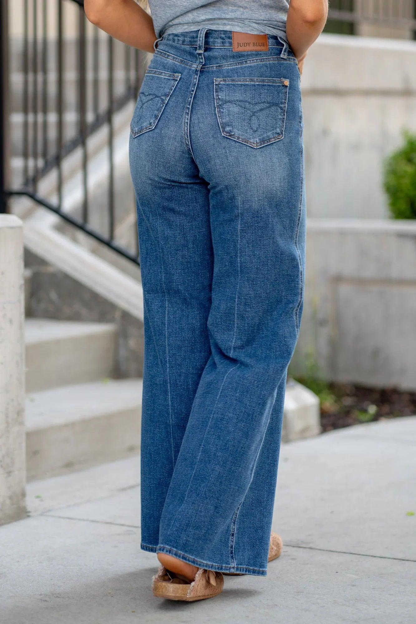 88847   Karody Hi-Rise Tummy Control Wide Leg Judy Blue Jeans Product Image
