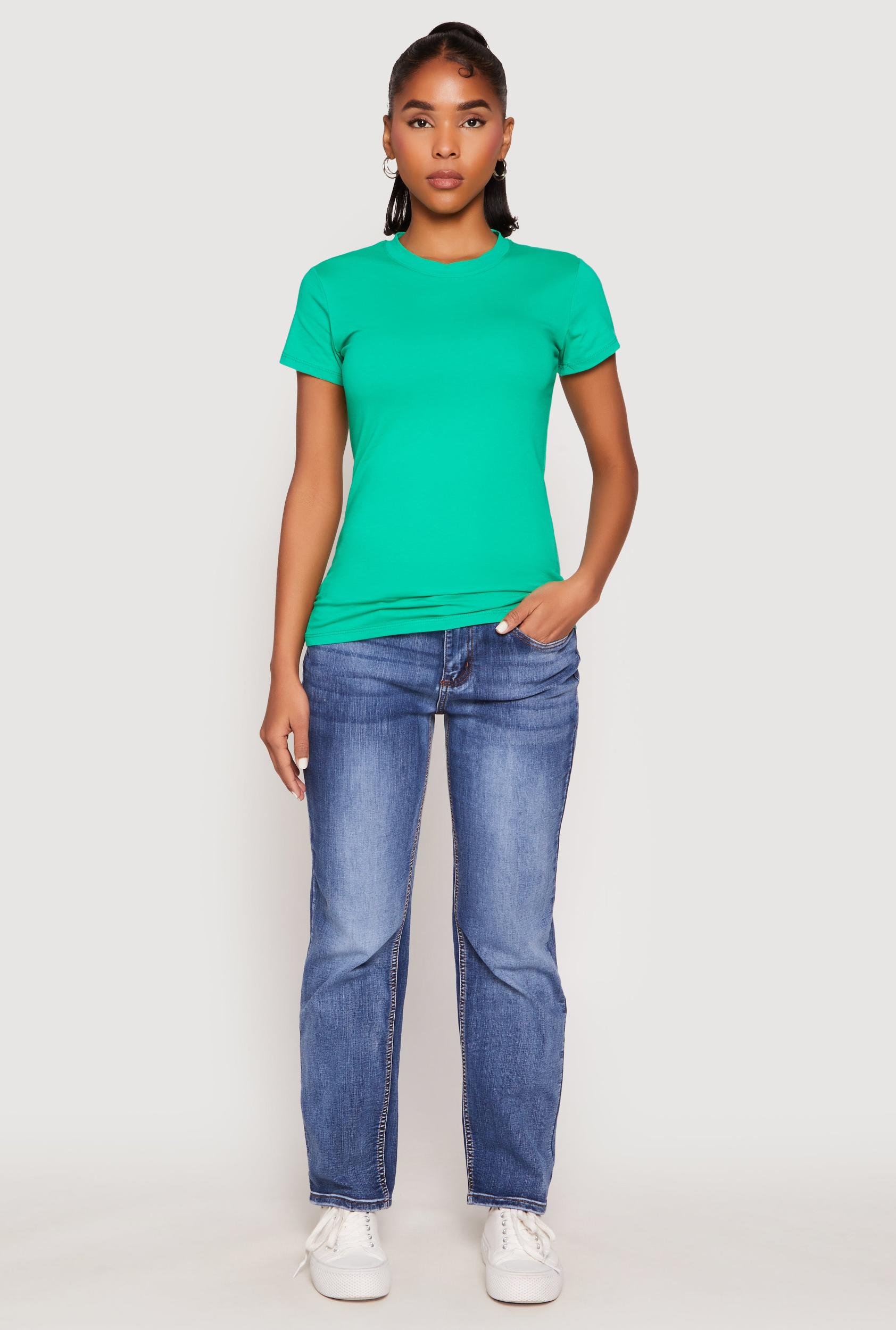 Womens High Neck Short Sleeve Tee Product Image